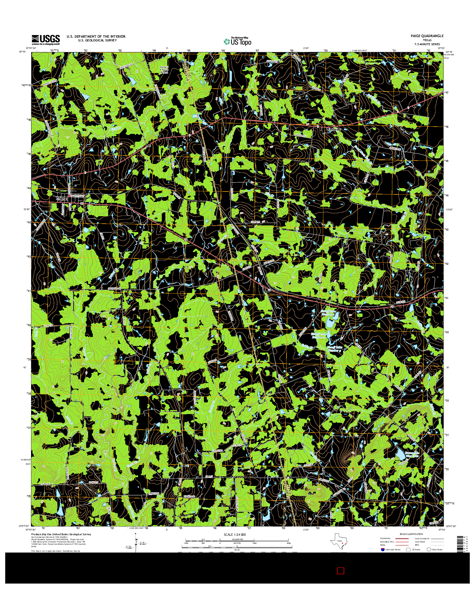 USGS US TOPO 7.5-MINUTE MAP FOR PAIGE, TX 2016