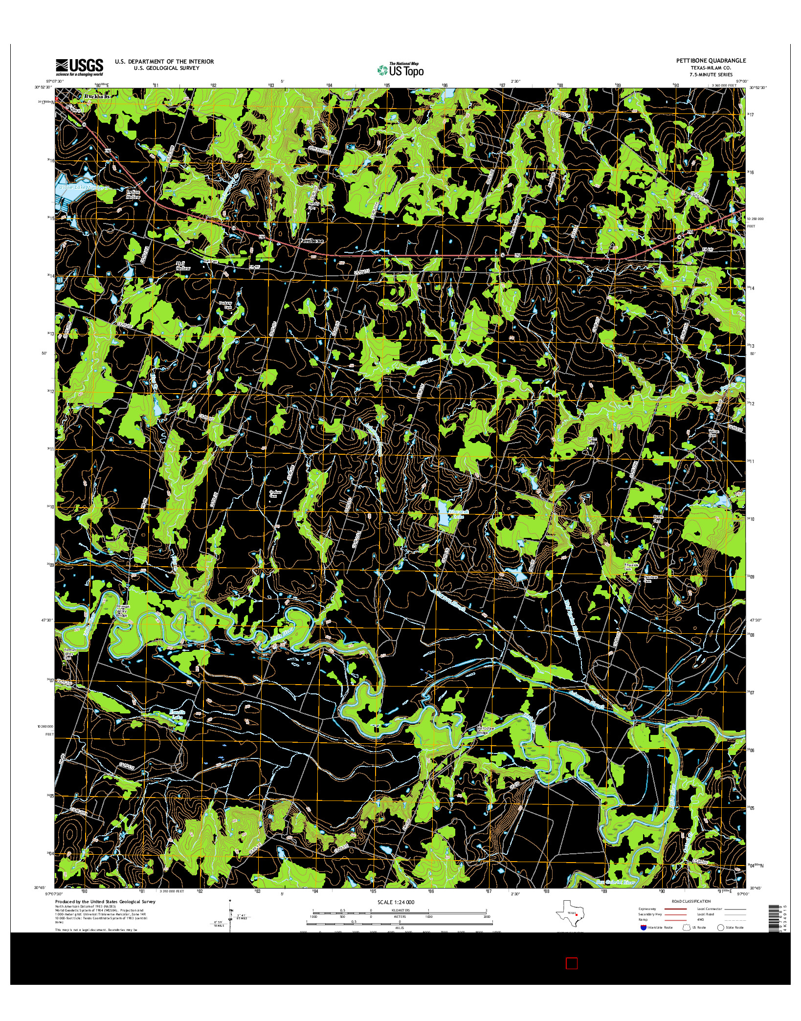 USGS US TOPO 7.5-MINUTE MAP FOR PETTIBONE, TX 2016