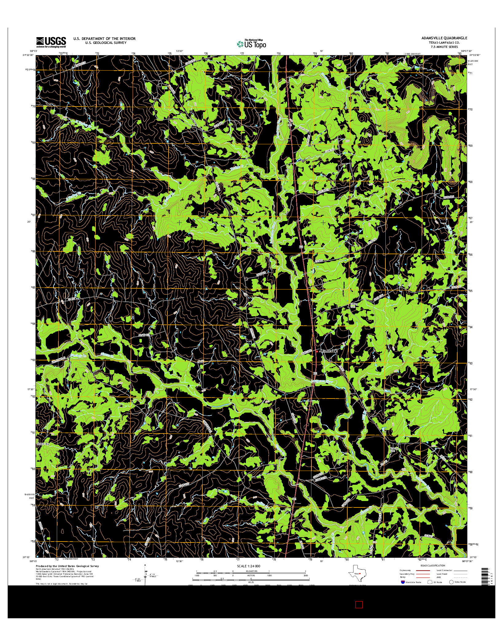 USGS US TOPO 7.5-MINUTE MAP FOR ADAMSVILLE, TX 2016