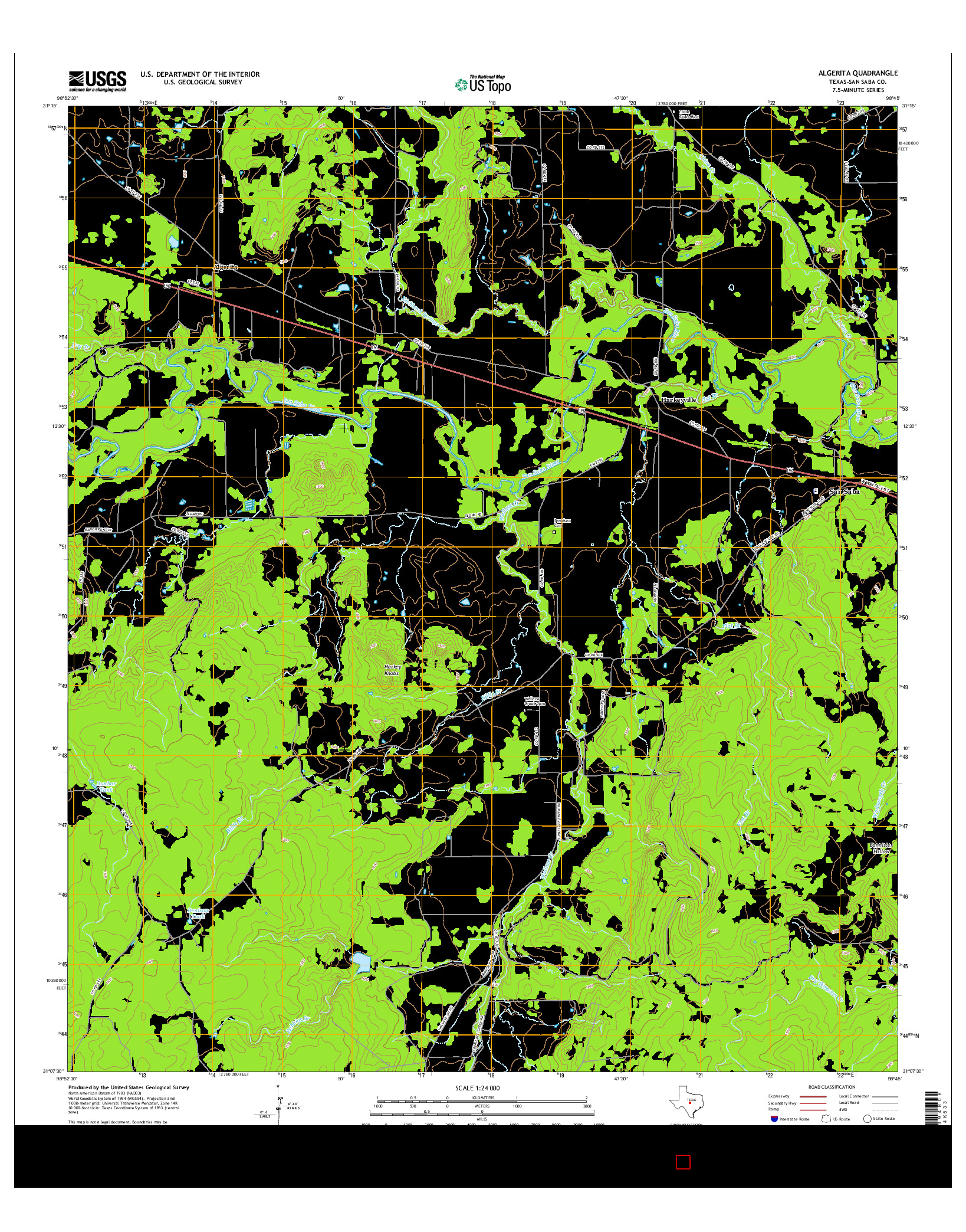 USGS US TOPO 7.5-MINUTE MAP FOR ALGERITA, TX 2016
