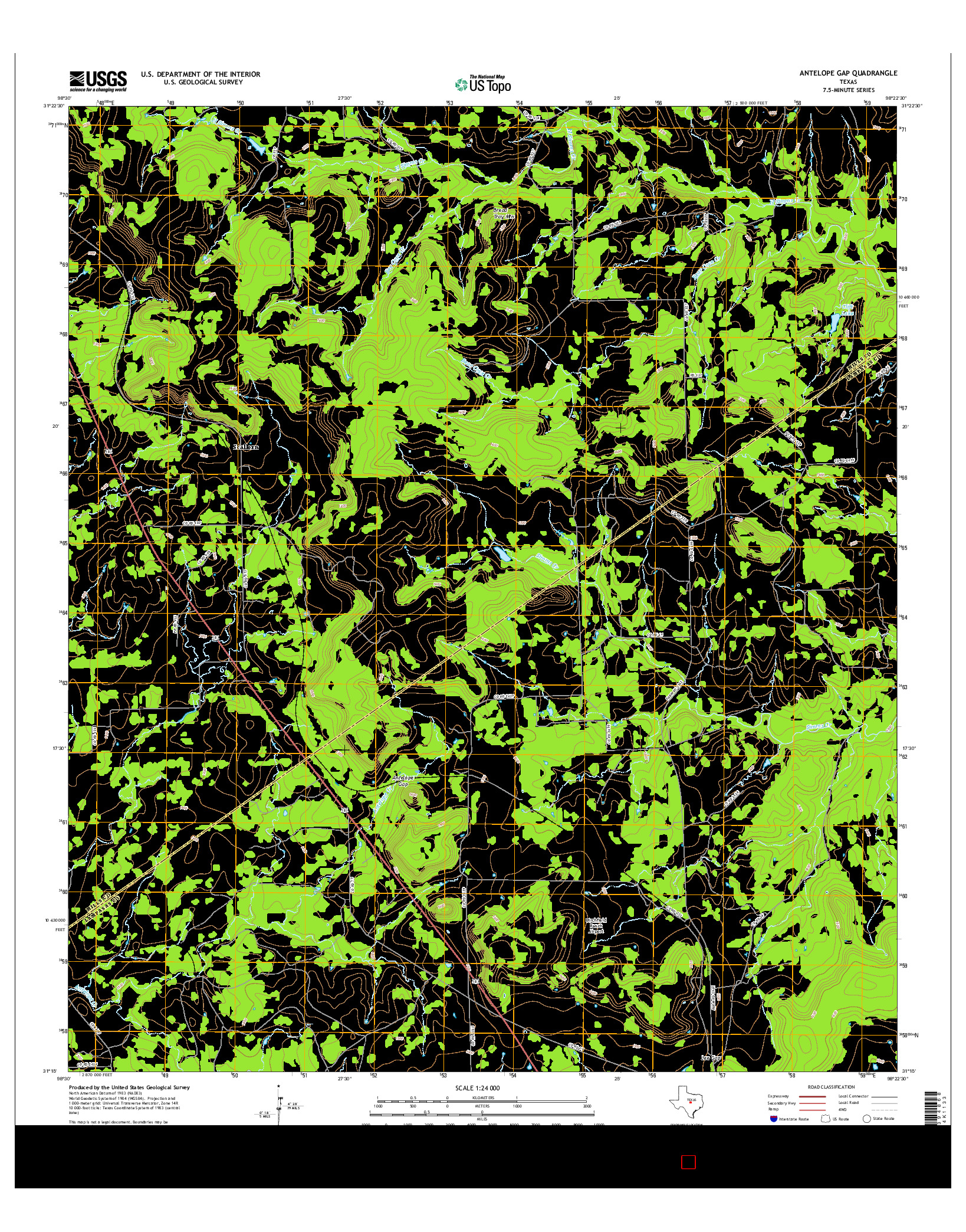 USGS US TOPO 7.5-MINUTE MAP FOR ANTELOPE GAP, TX 2016