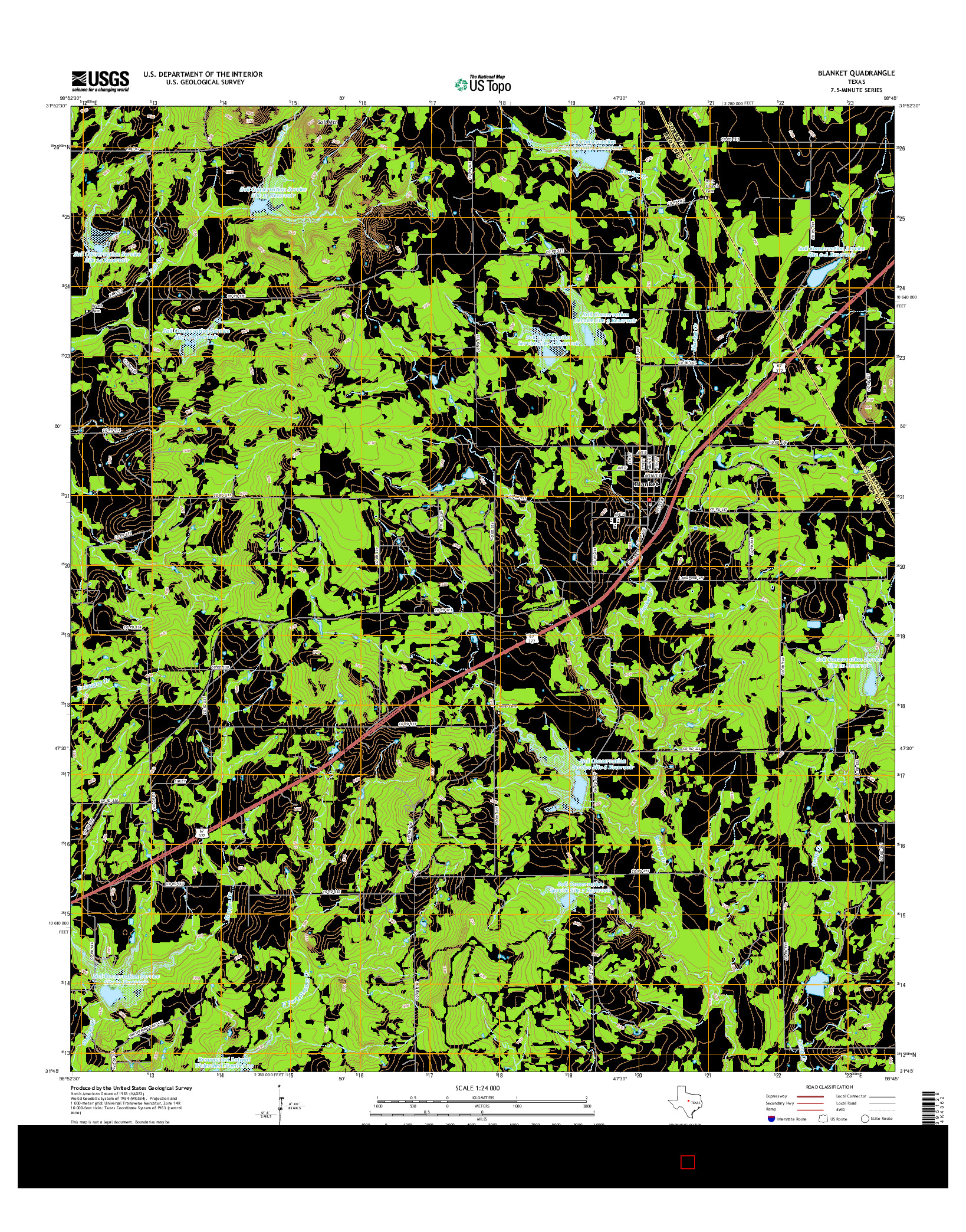 USGS US TOPO 7.5-MINUTE MAP FOR BLANKET, TX 2016