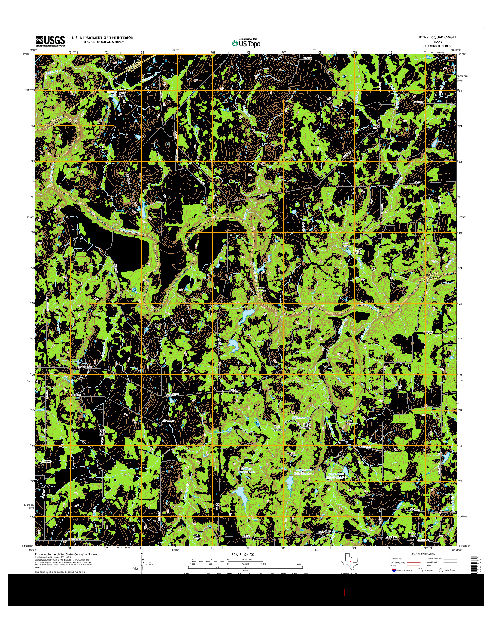 USGS US TOPO 7.5-MINUTE MAP FOR BOWSER, TX 2016