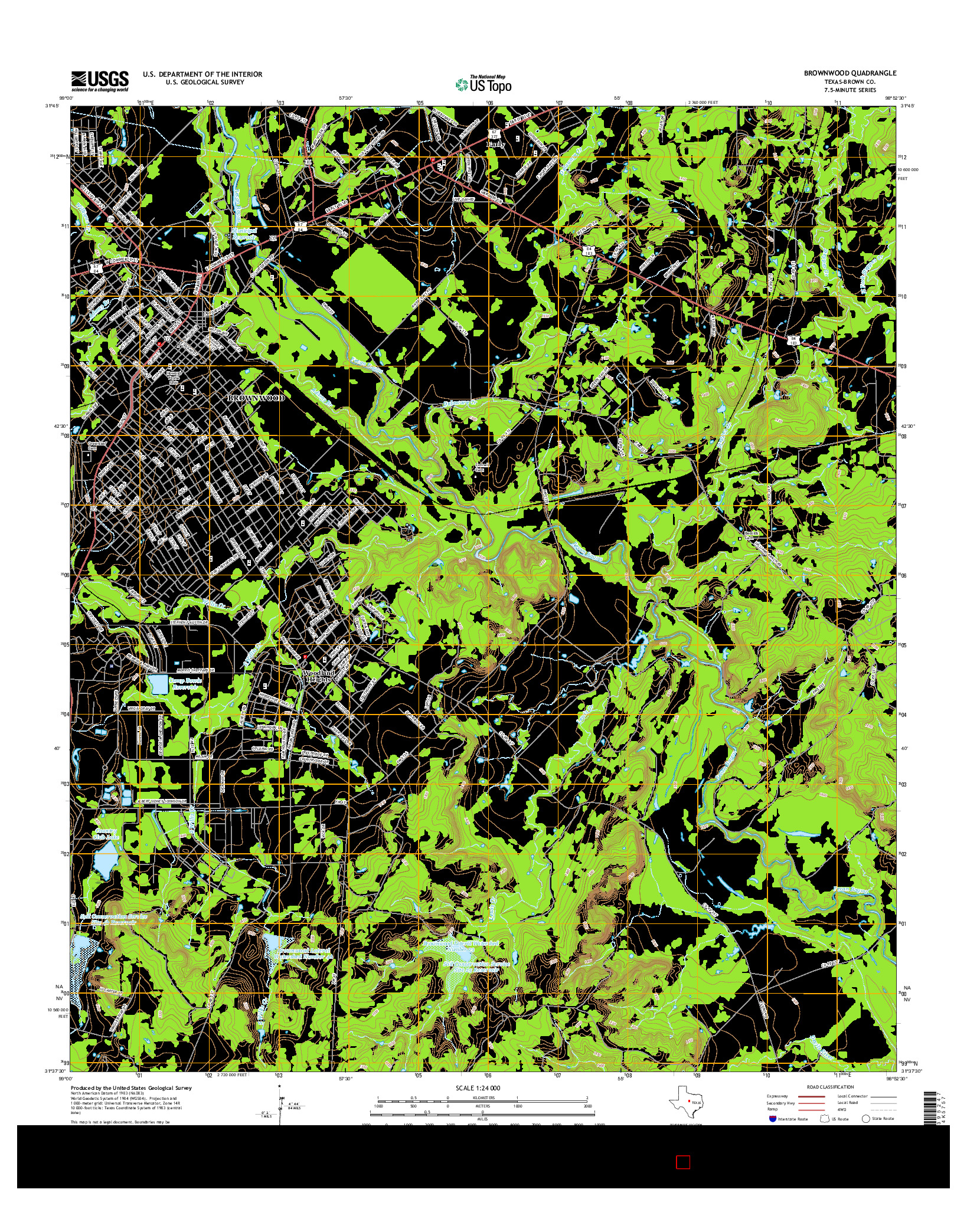 USGS US TOPO 7.5-MINUTE MAP FOR BROWNWOOD, TX 2016