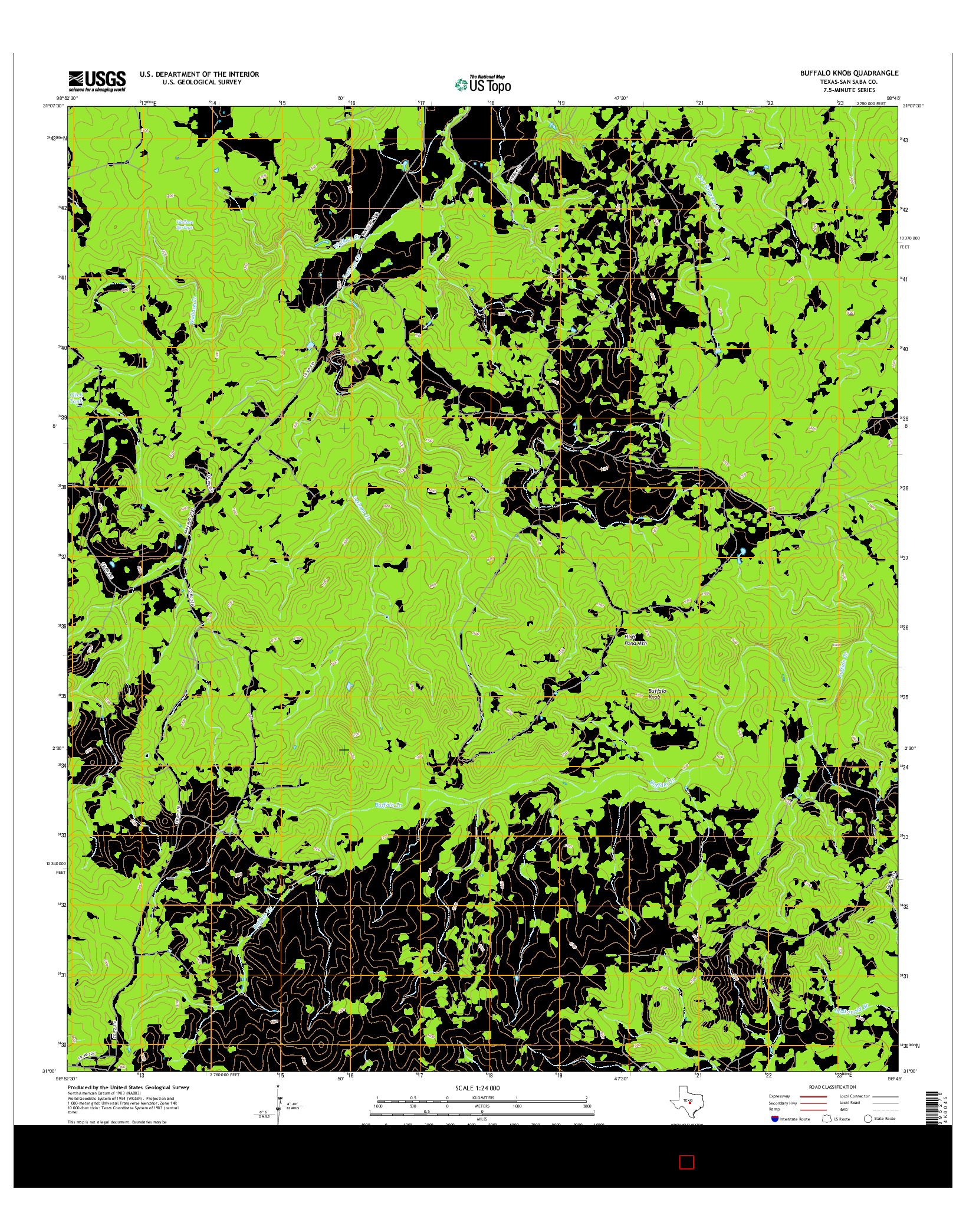 USGS US TOPO 7.5-MINUTE MAP FOR BUFFALO KNOB, TX 2016