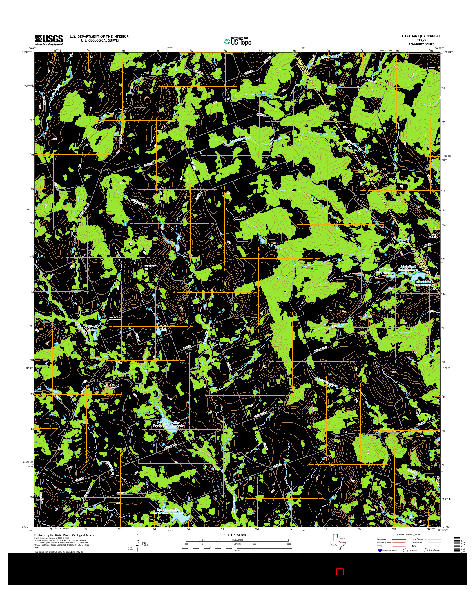 USGS US TOPO 7.5-MINUTE MAP FOR CARADAN, TX 2016