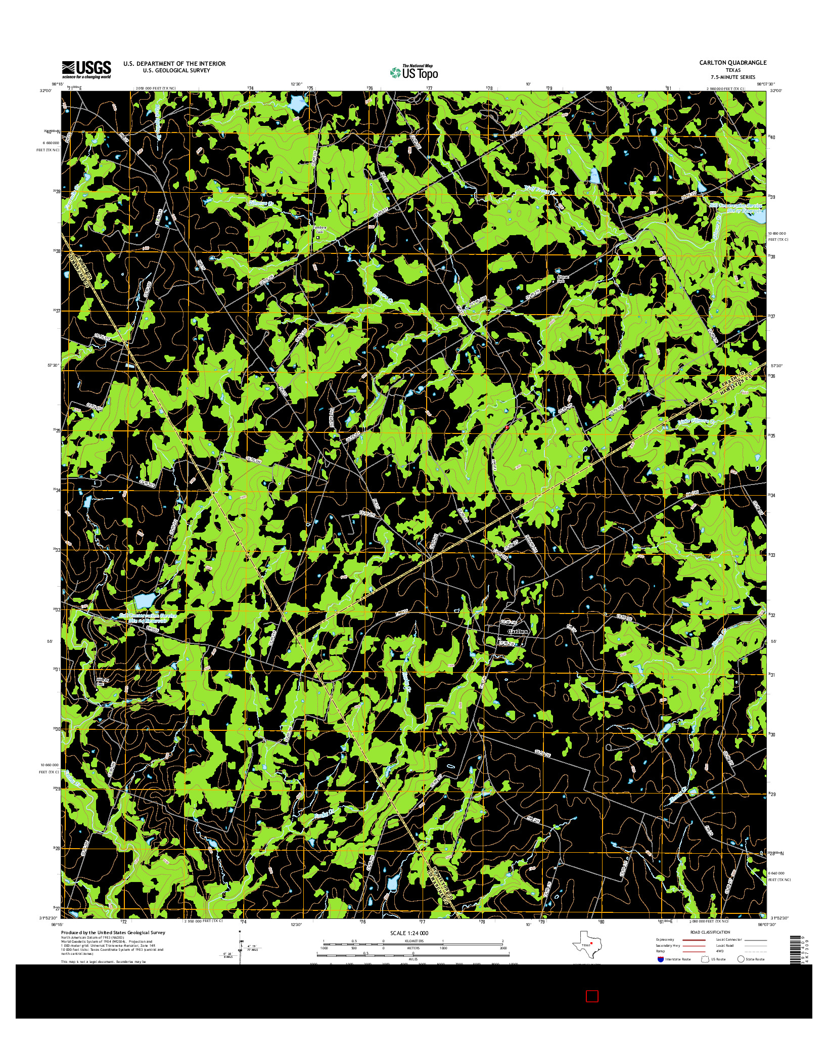 USGS US TOPO 7.5-MINUTE MAP FOR CARLTON, TX 2016