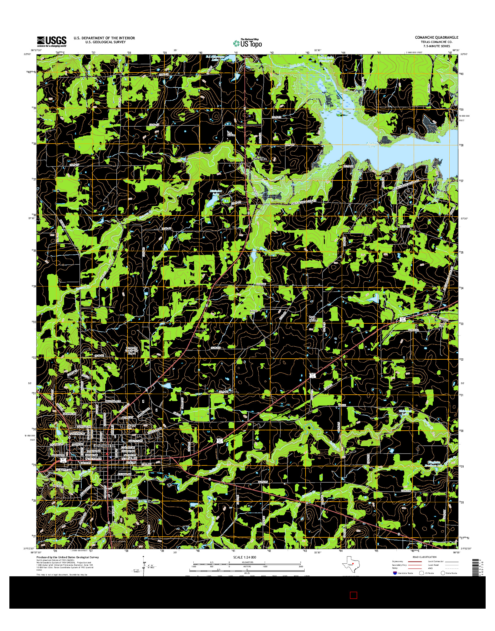 USGS US TOPO 7.5-MINUTE MAP FOR COMANCHE, TX 2016