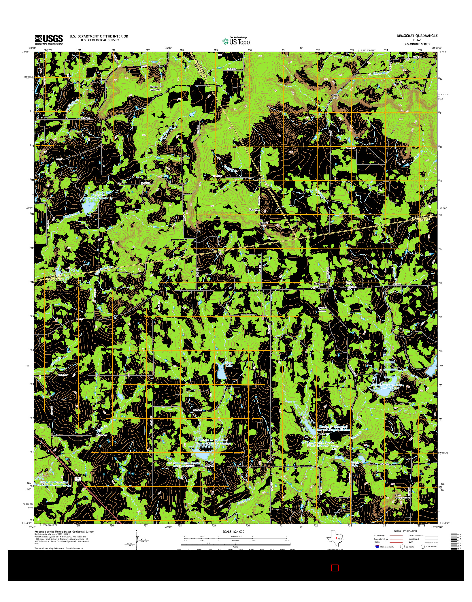 USGS US TOPO 7.5-MINUTE MAP FOR DEMOCRAT, TX 2016