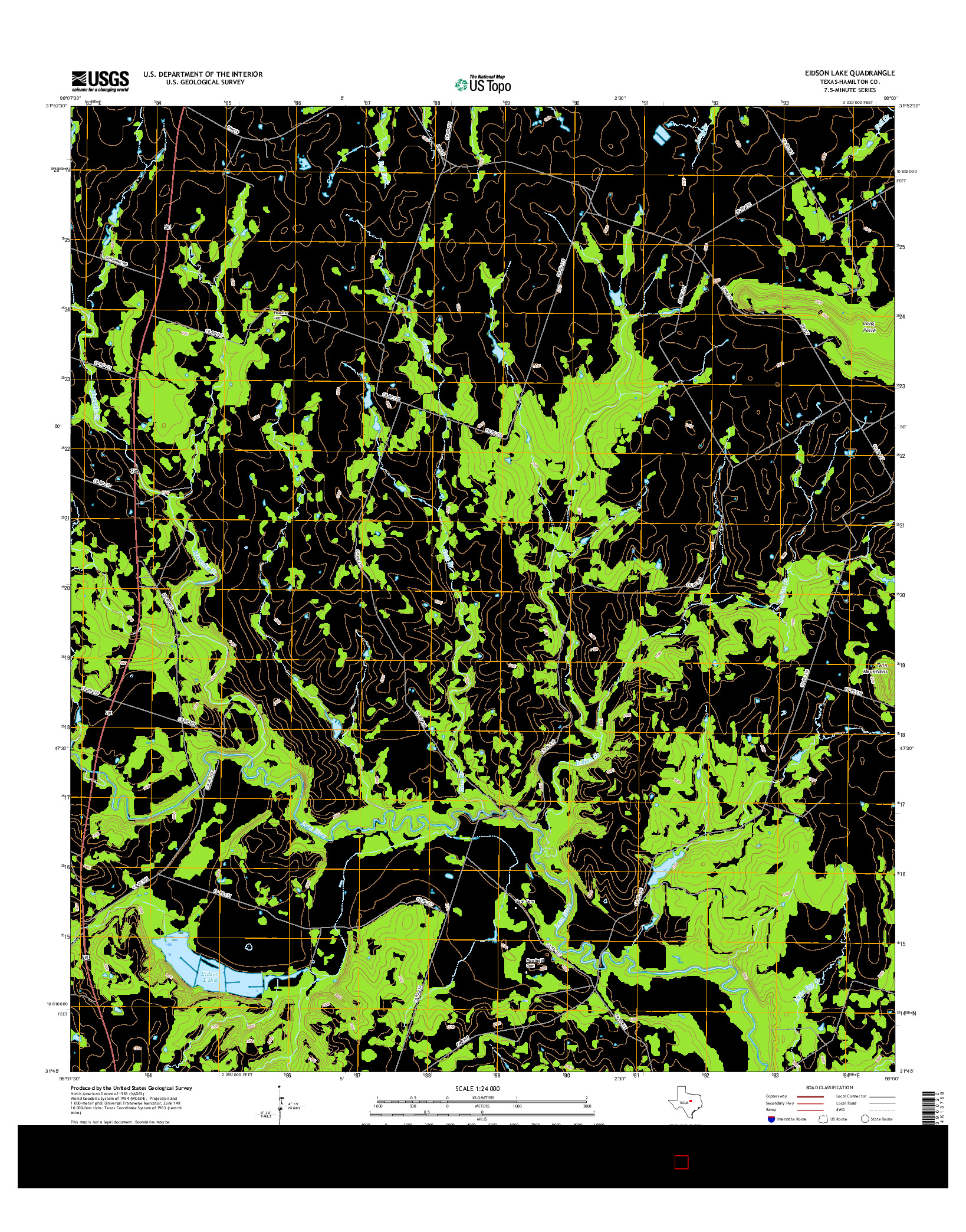 USGS US TOPO 7.5-MINUTE MAP FOR EIDSON LAKE, TX 2016