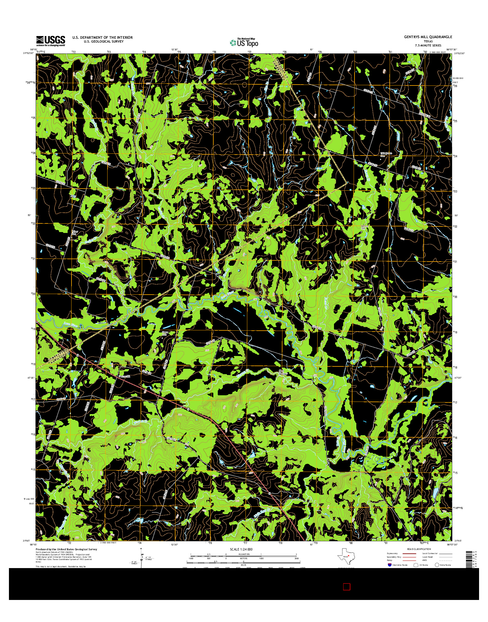 USGS US TOPO 7.5-MINUTE MAP FOR GENTRYS MILL, TX 2016