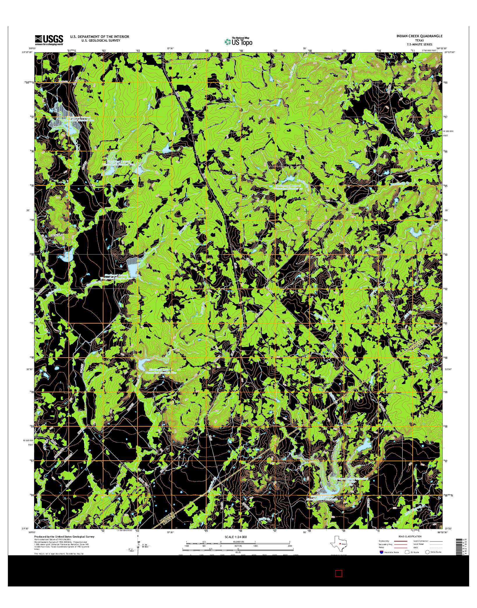 USGS US TOPO 7.5-MINUTE MAP FOR INDIAN CREEK, TX 2016