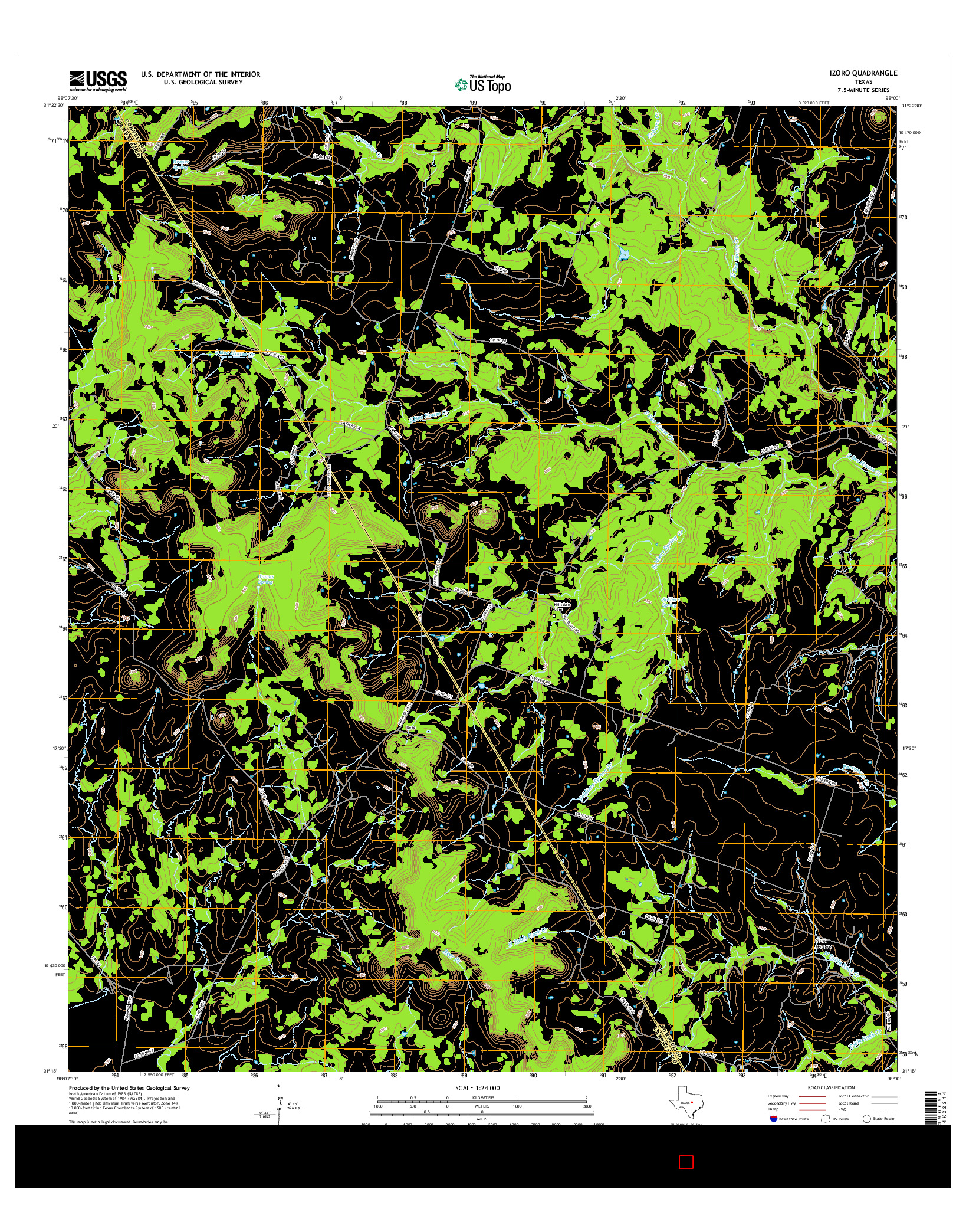 USGS US TOPO 7.5-MINUTE MAP FOR IZORO, TX 2016