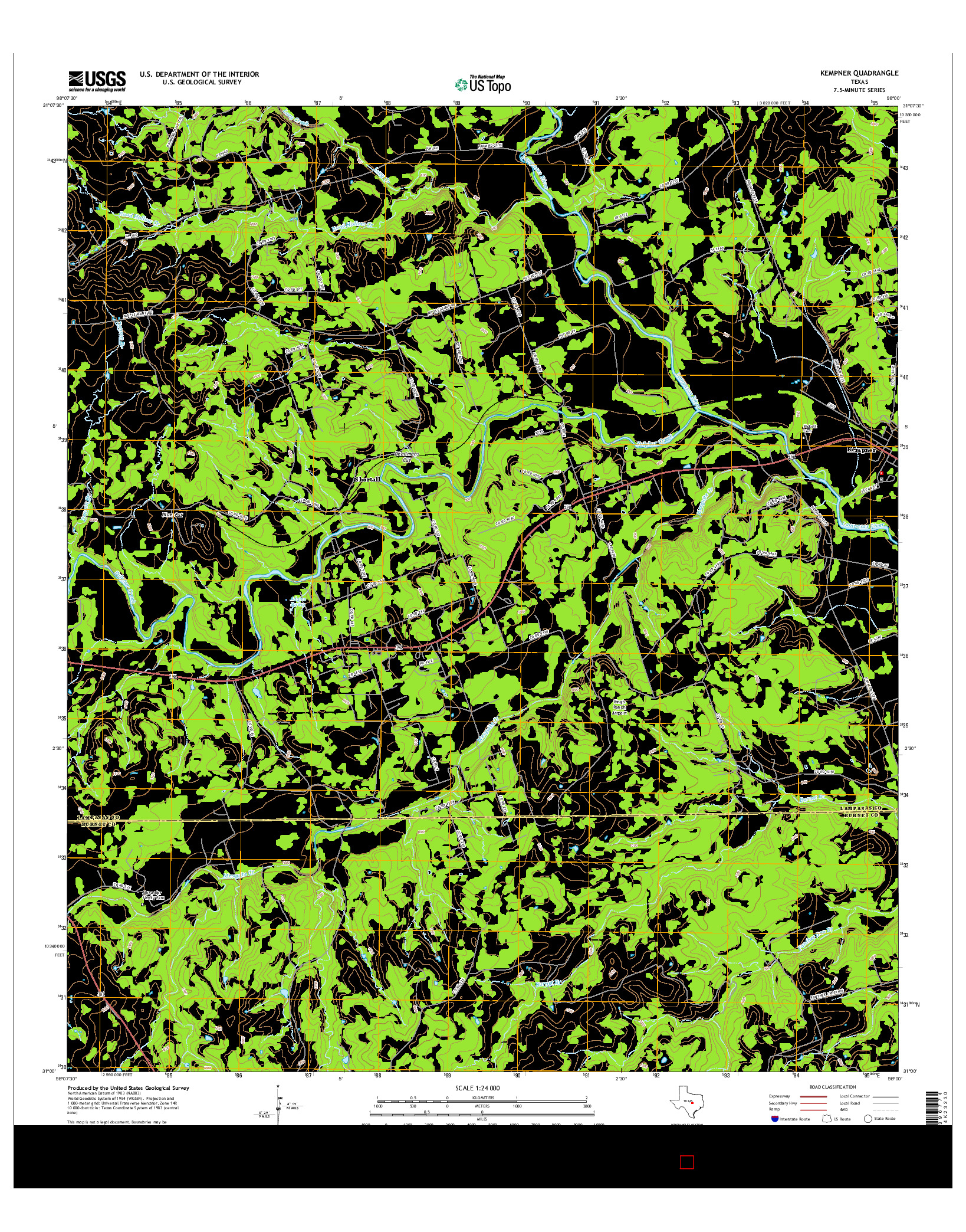 USGS US TOPO 7.5-MINUTE MAP FOR KEMPNER, TX 2016