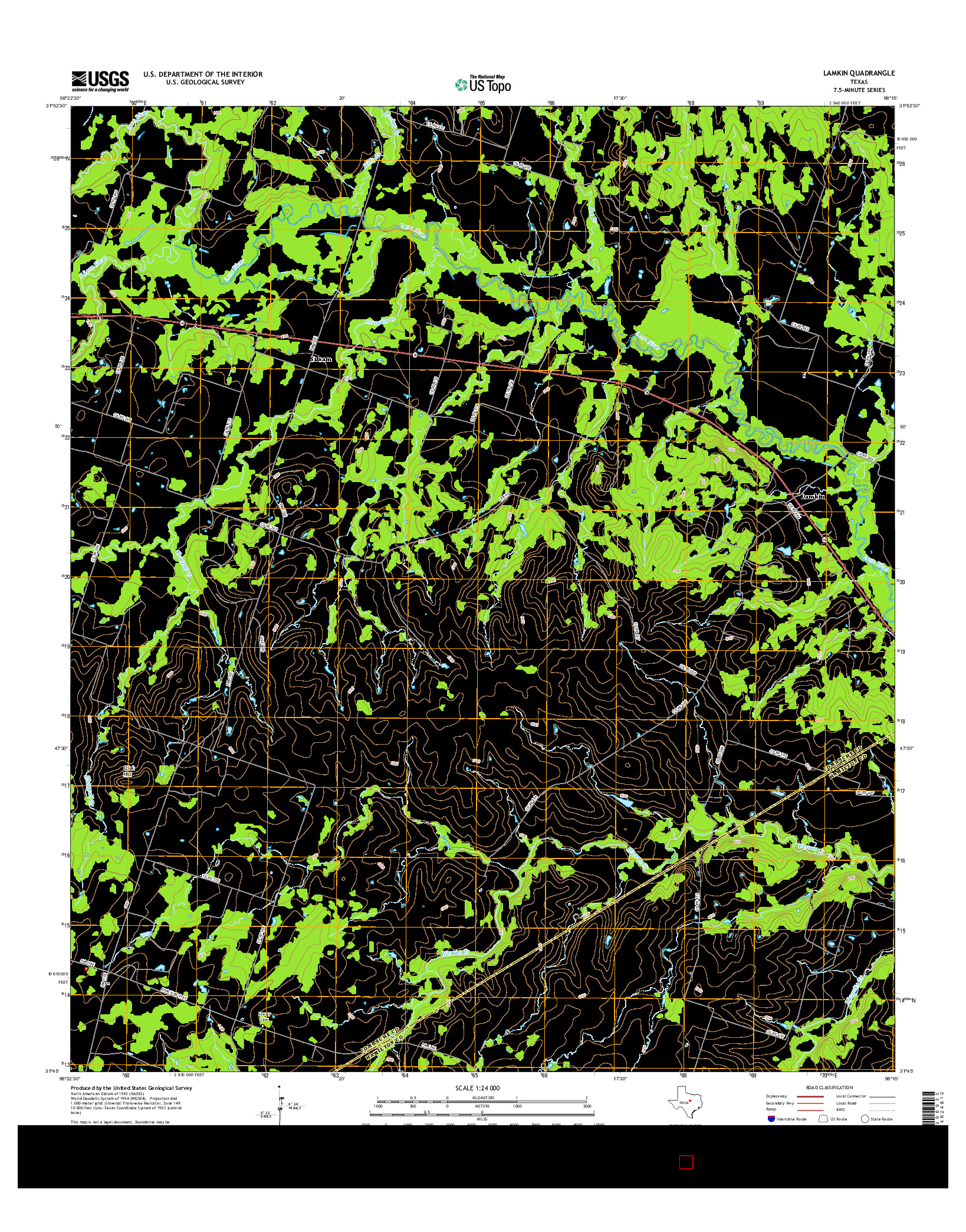 USGS US TOPO 7.5-MINUTE MAP FOR LAMKIN, TX 2016