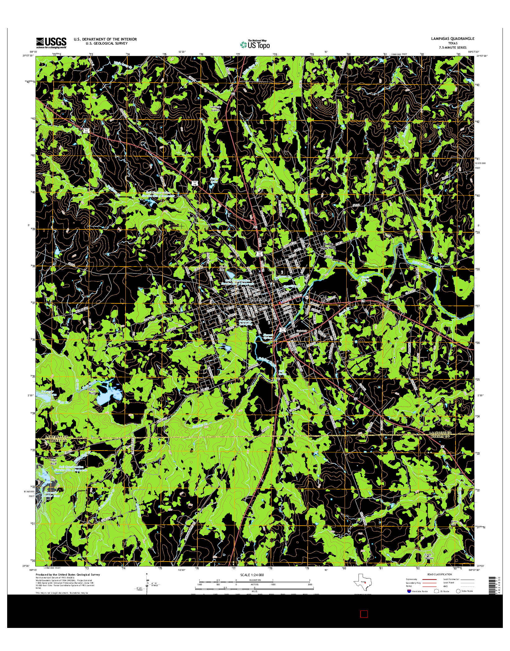 USGS US TOPO 7.5-MINUTE MAP FOR LAMPASAS, TX 2016