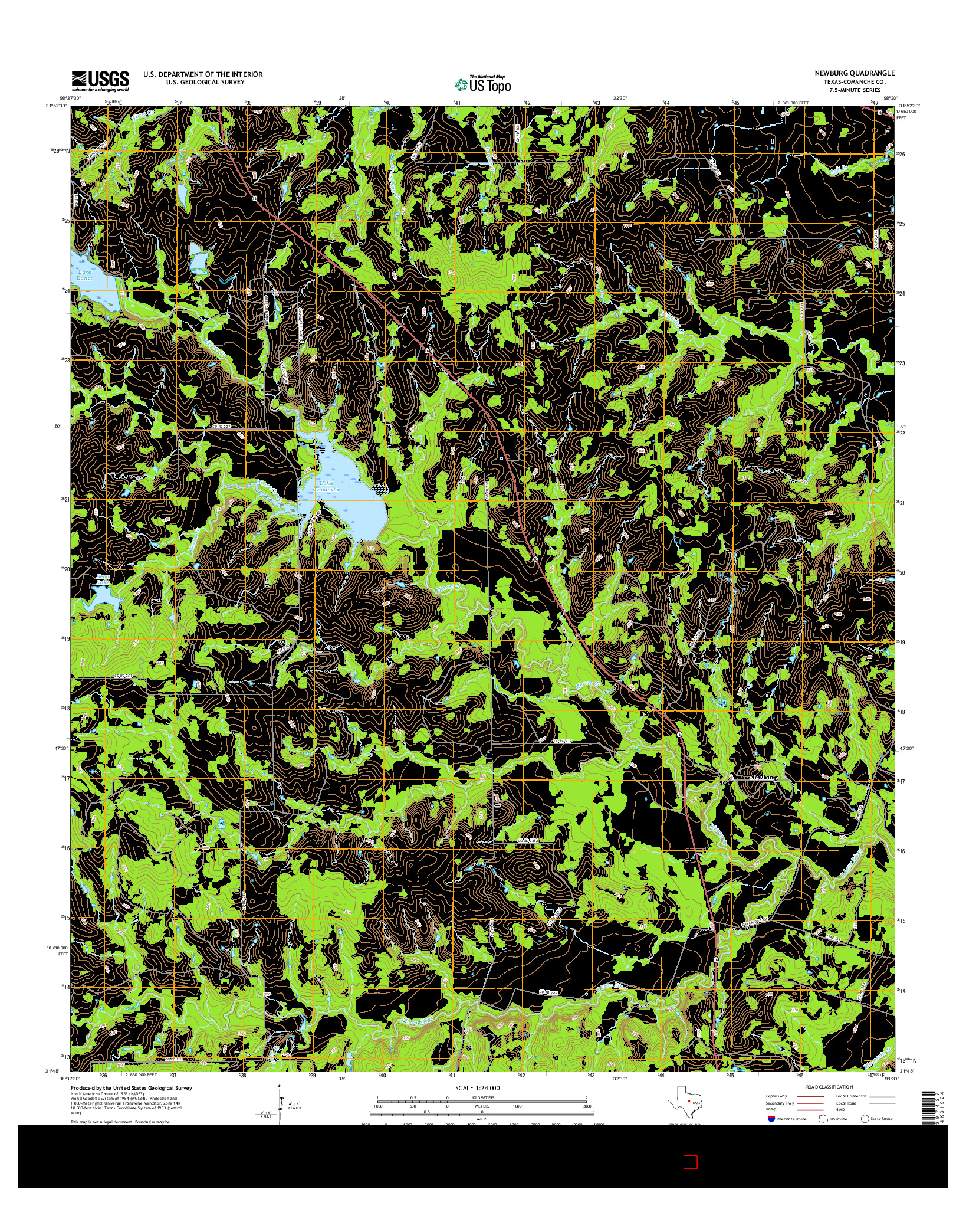 USGS US TOPO 7.5-MINUTE MAP FOR NEWBURG, TX 2016