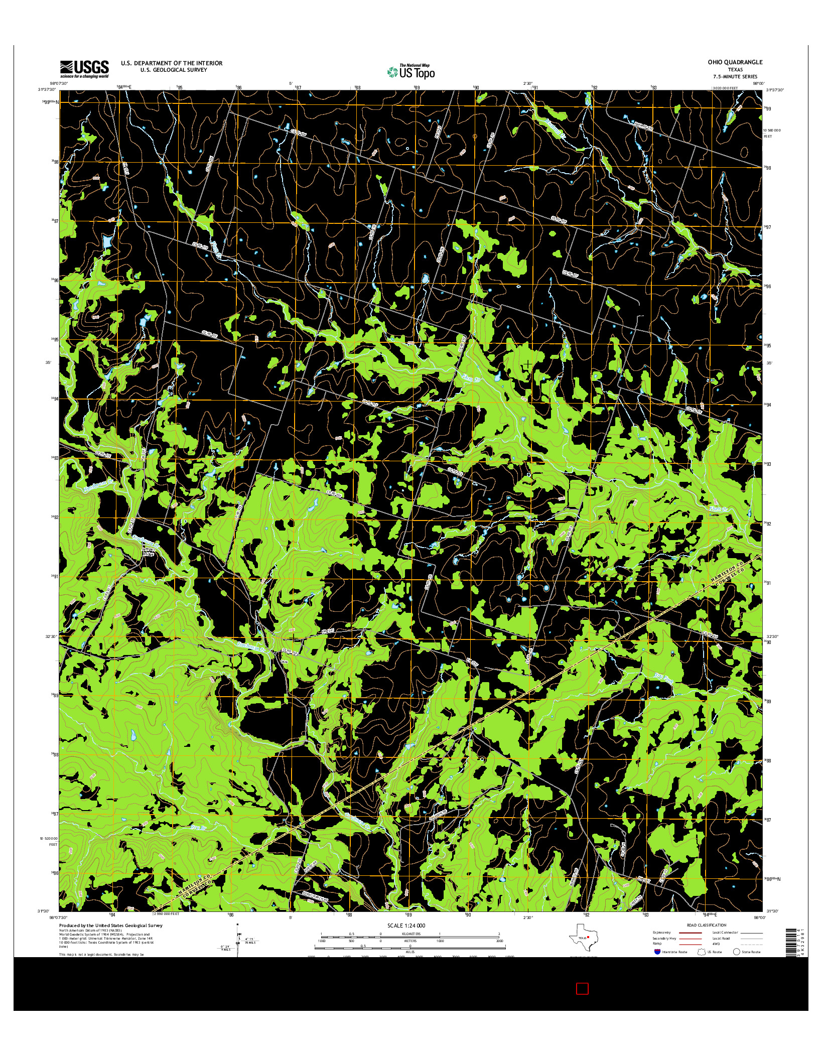 USGS US TOPO 7.5-MINUTE MAP FOR OHIO, TX 2016