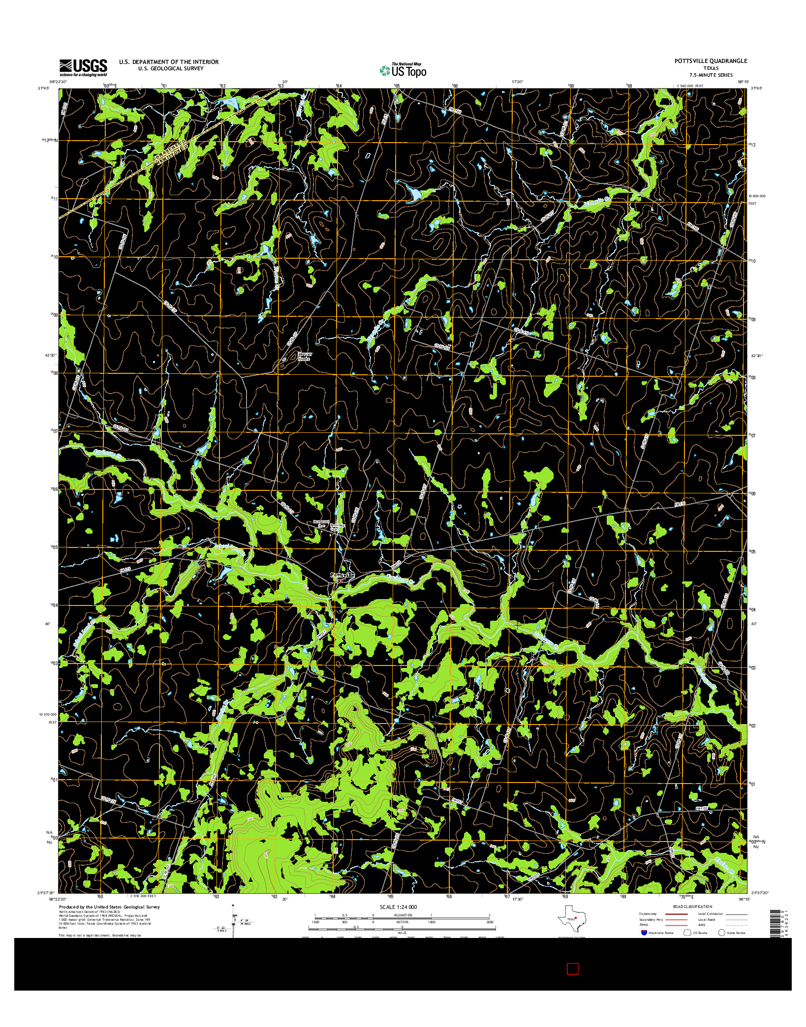 USGS US TOPO 7.5-MINUTE MAP FOR POTTSVILLE, TX 2016