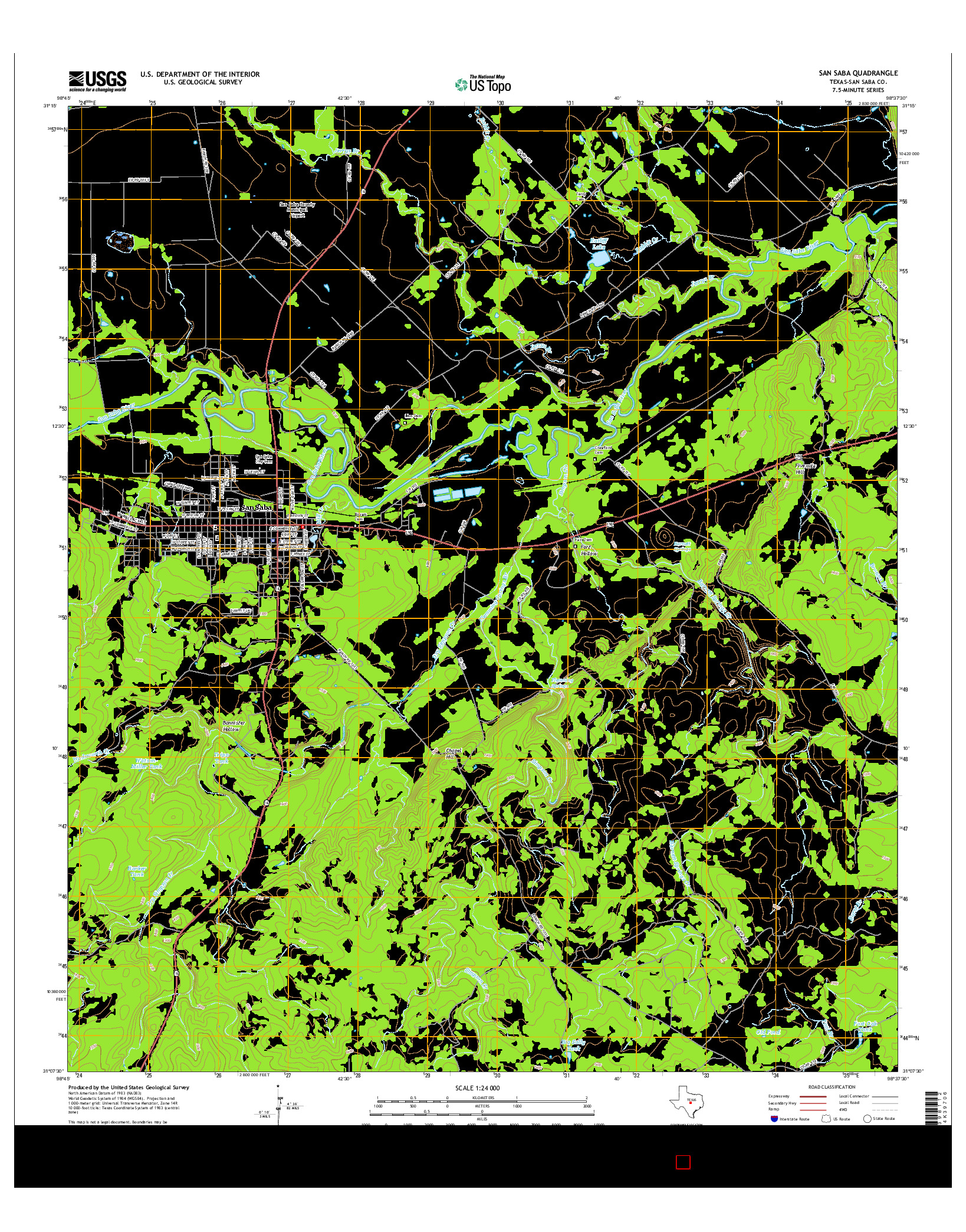 USGS US TOPO 7.5-MINUTE MAP FOR SAN SABA, TX 2016