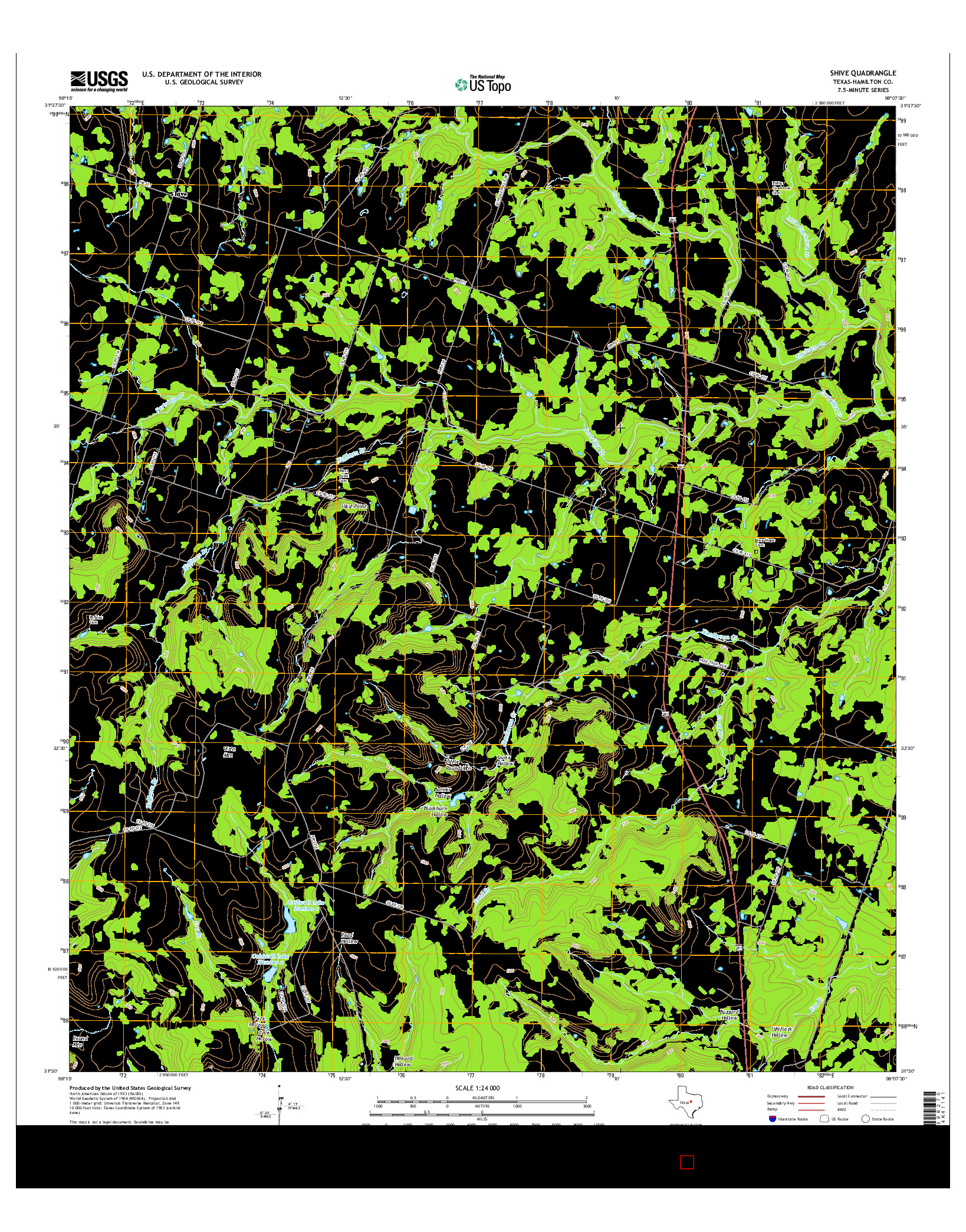 USGS US TOPO 7.5-MINUTE MAP FOR SHIVE, TX 2016