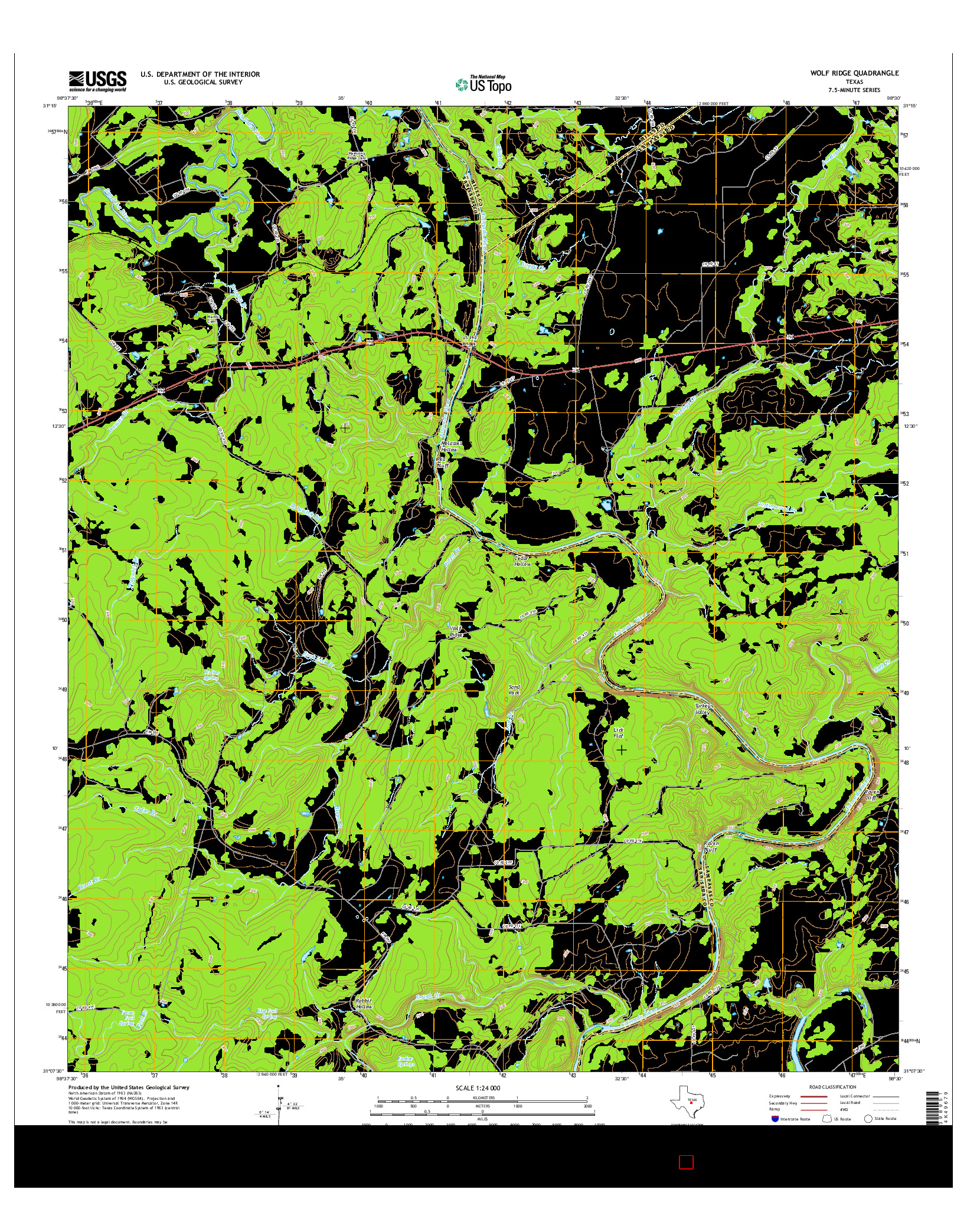 USGS US TOPO 7.5-MINUTE MAP FOR WOLF RIDGE, TX 2016