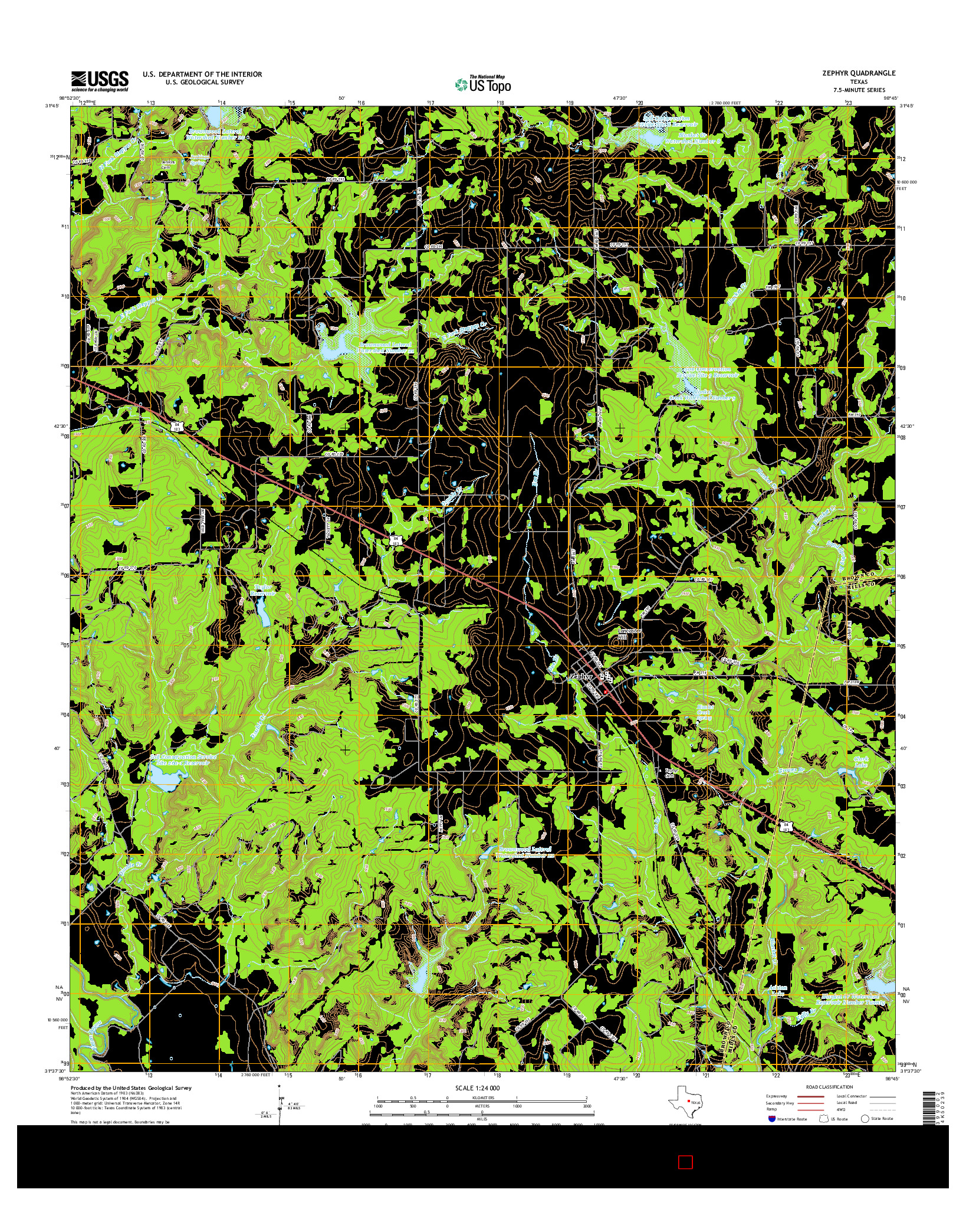 USGS US TOPO 7.5-MINUTE MAP FOR ZEPHYR, TX 2016