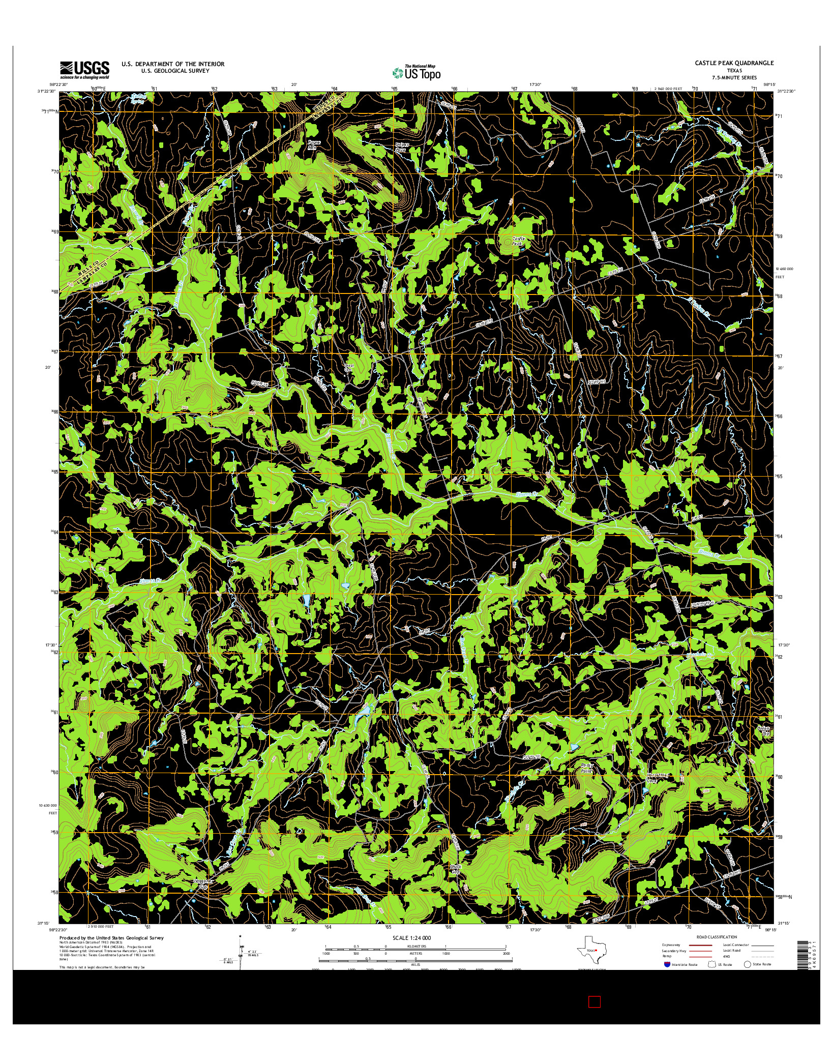 USGS US TOPO 7.5-MINUTE MAP FOR CASTLE PEAK, TX 2016