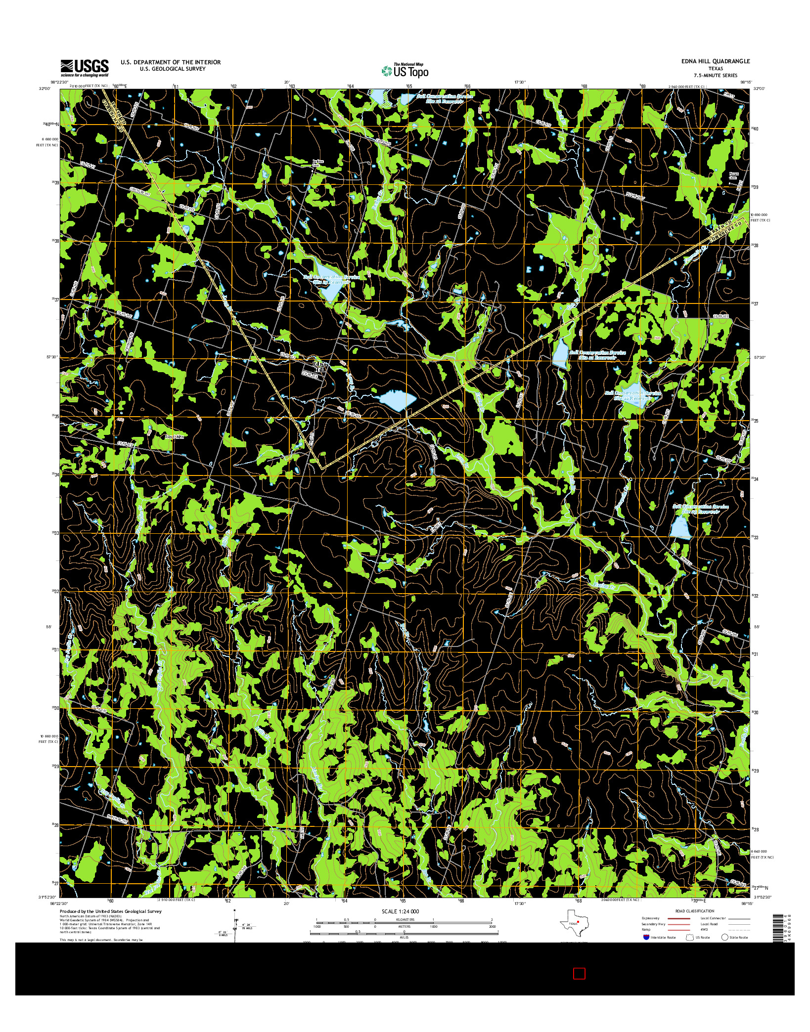 USGS US TOPO 7.5-MINUTE MAP FOR EDNA HILL, TX 2016