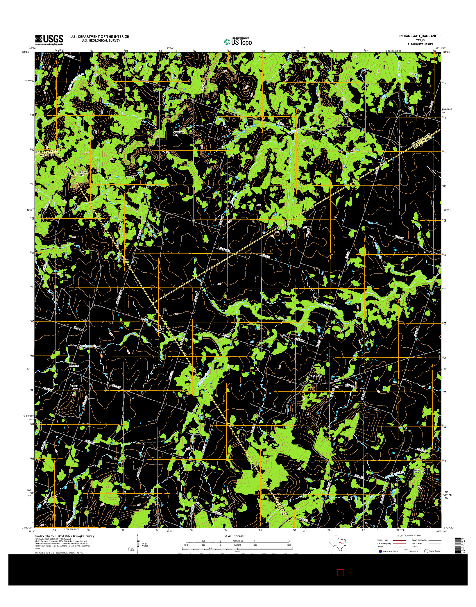 USGS US TOPO 7.5-MINUTE MAP FOR INDIAN GAP, TX 2016