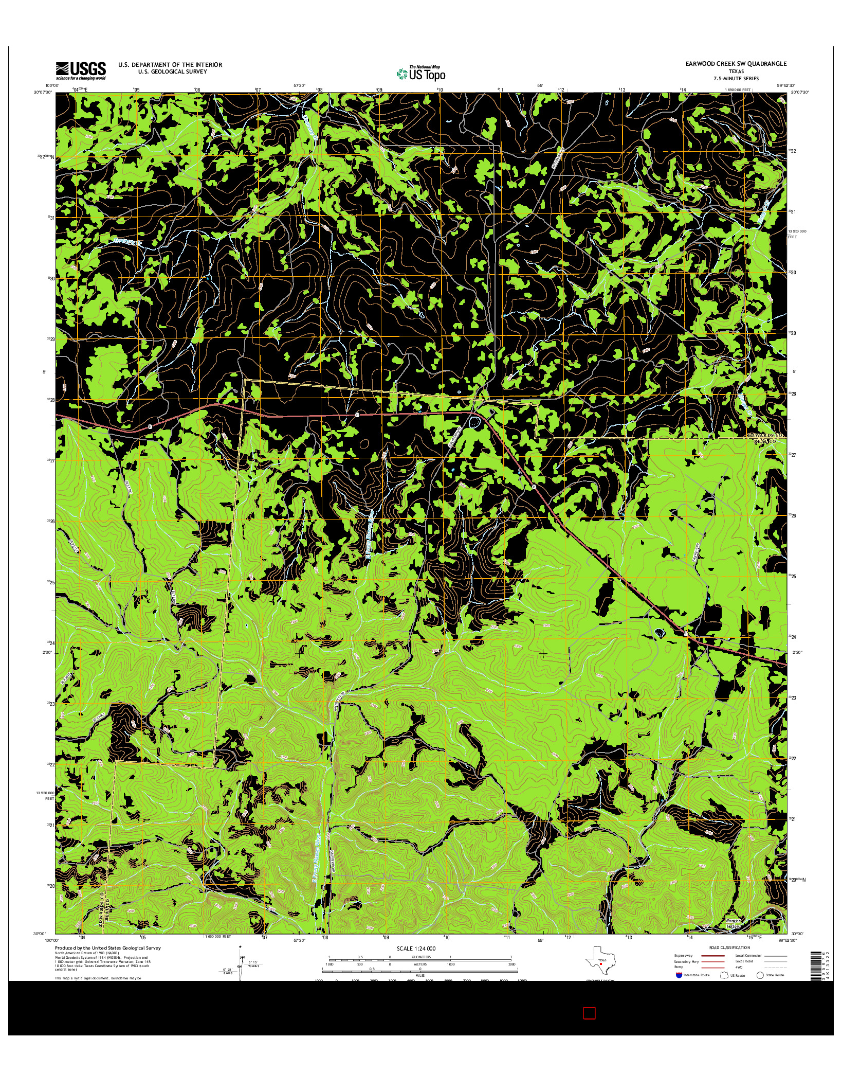 USGS US TOPO 7.5-MINUTE MAP FOR EARWOOD CREEK SW, TX 2016