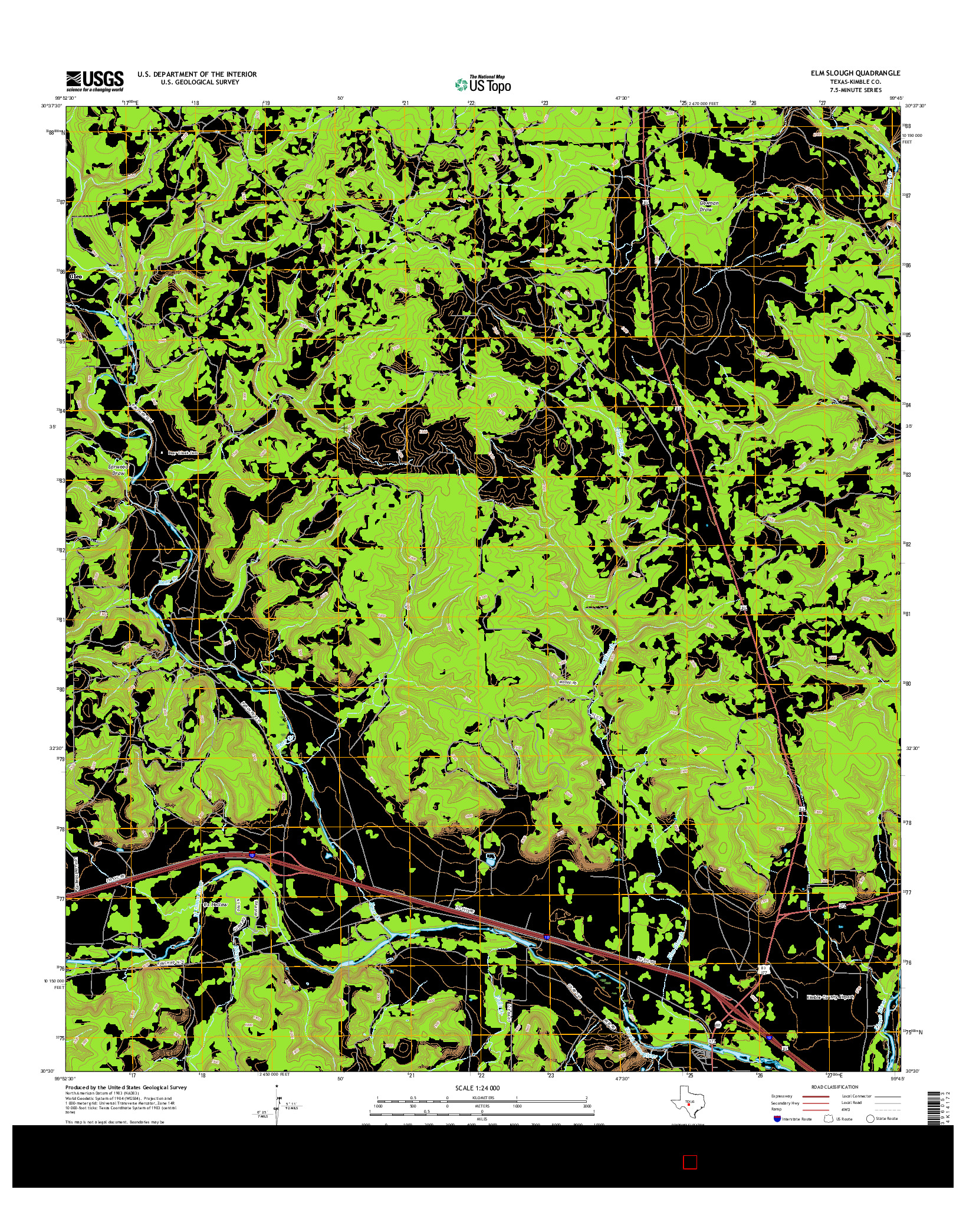USGS US TOPO 7.5-MINUTE MAP FOR ELM SLOUGH, TX 2016