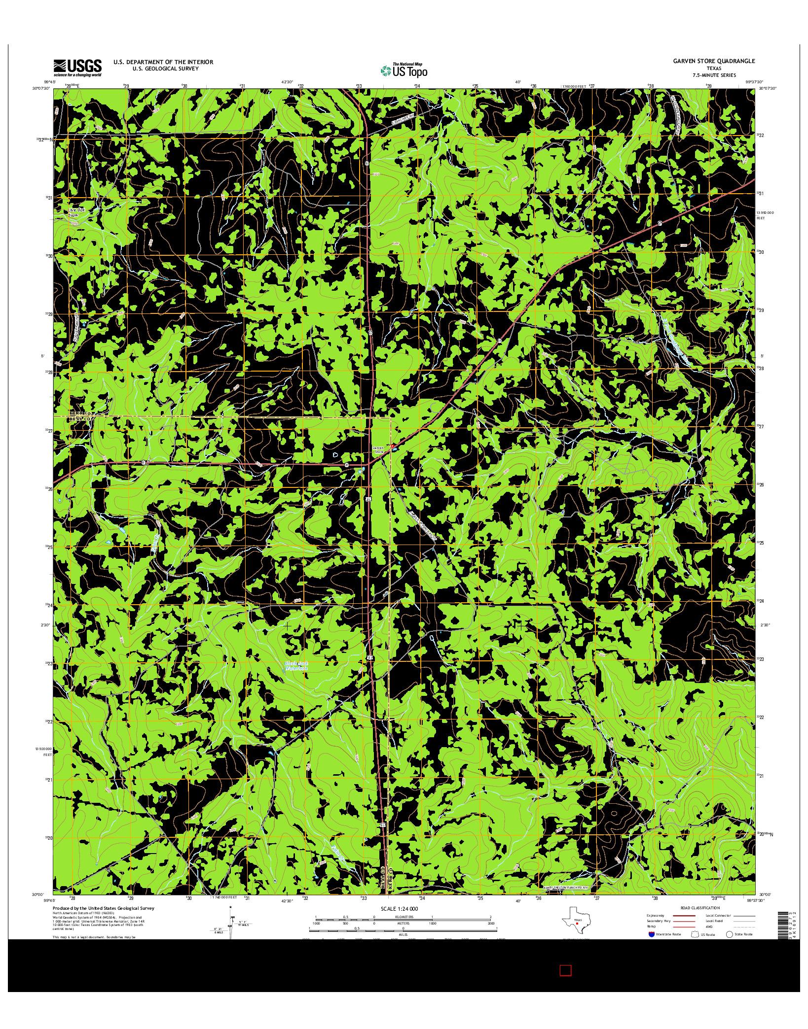 USGS US TOPO 7.5-MINUTE MAP FOR GARVEN STORE, TX 2016