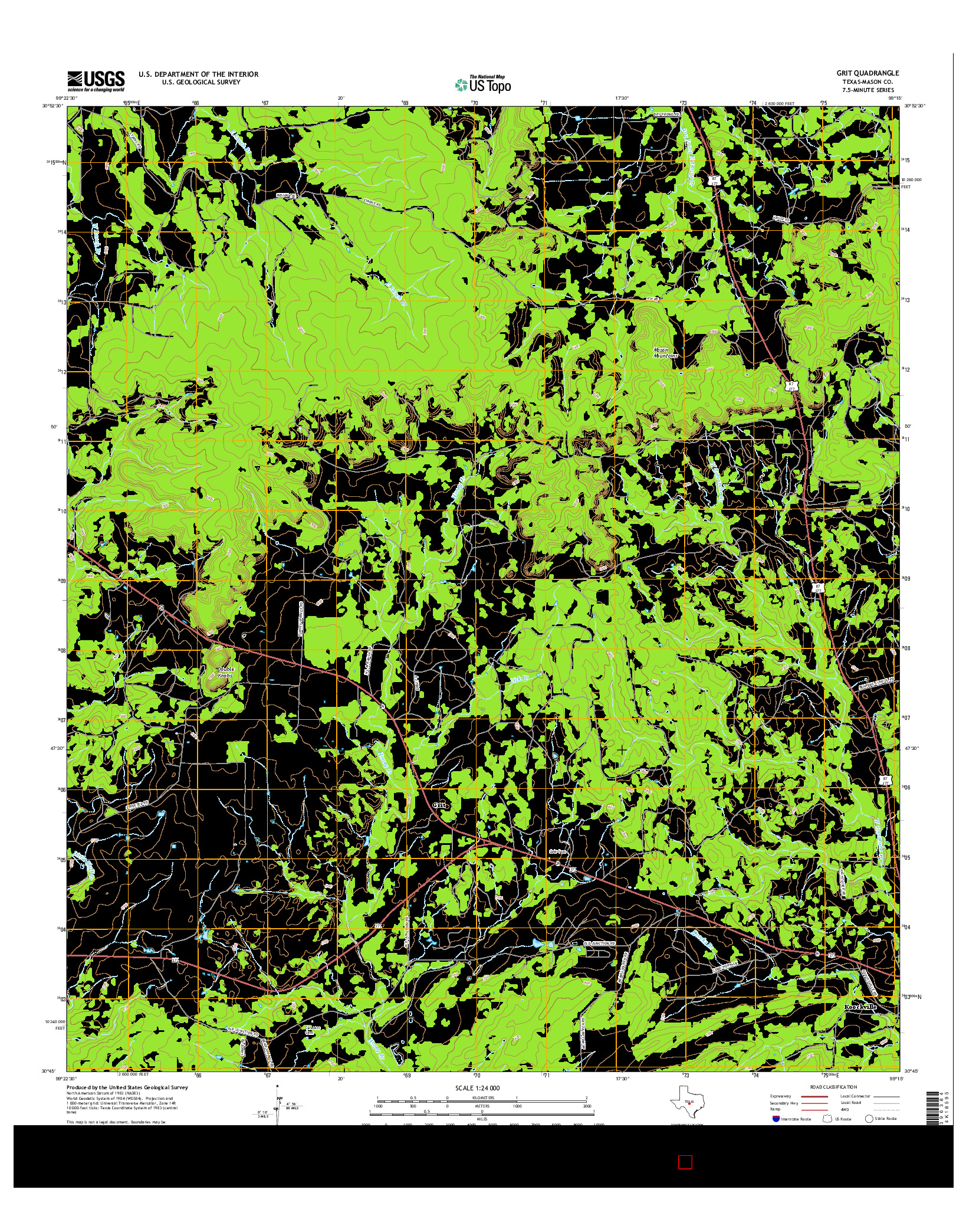 USGS US TOPO 7.5-MINUTE MAP FOR GRIT, TX 2016