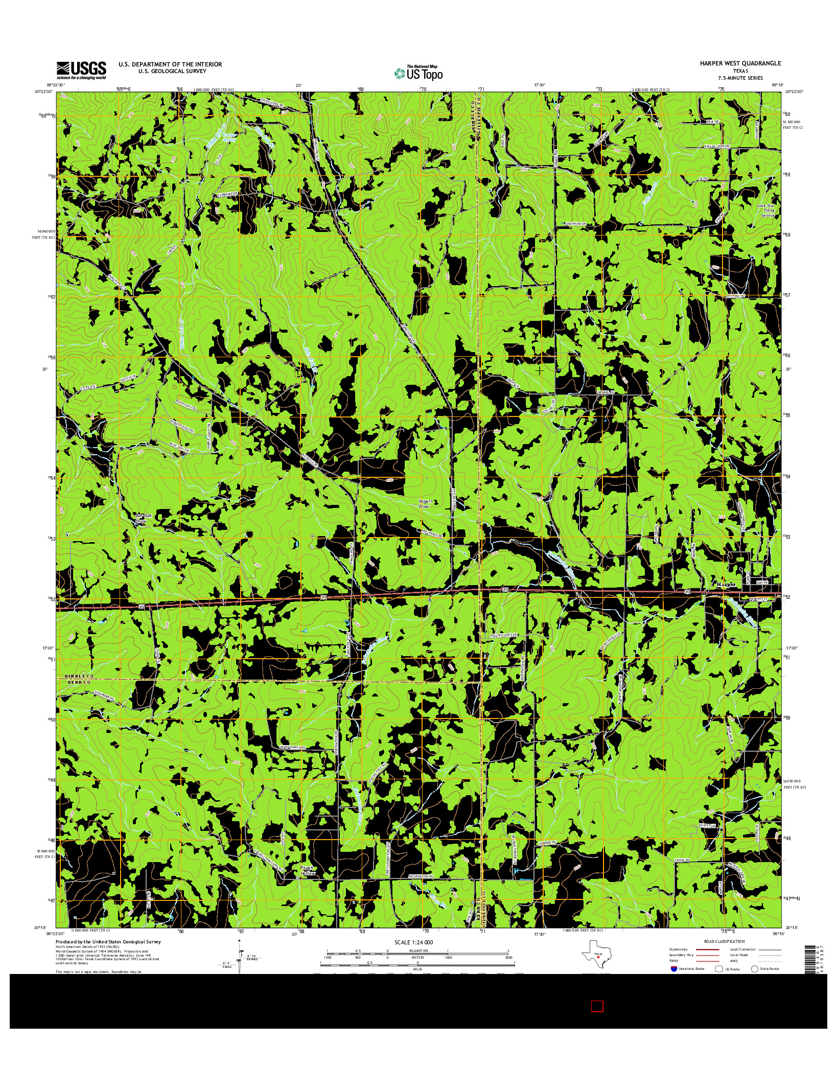 USGS US TOPO 7.5-MINUTE MAP FOR HARPER WEST, TX 2016