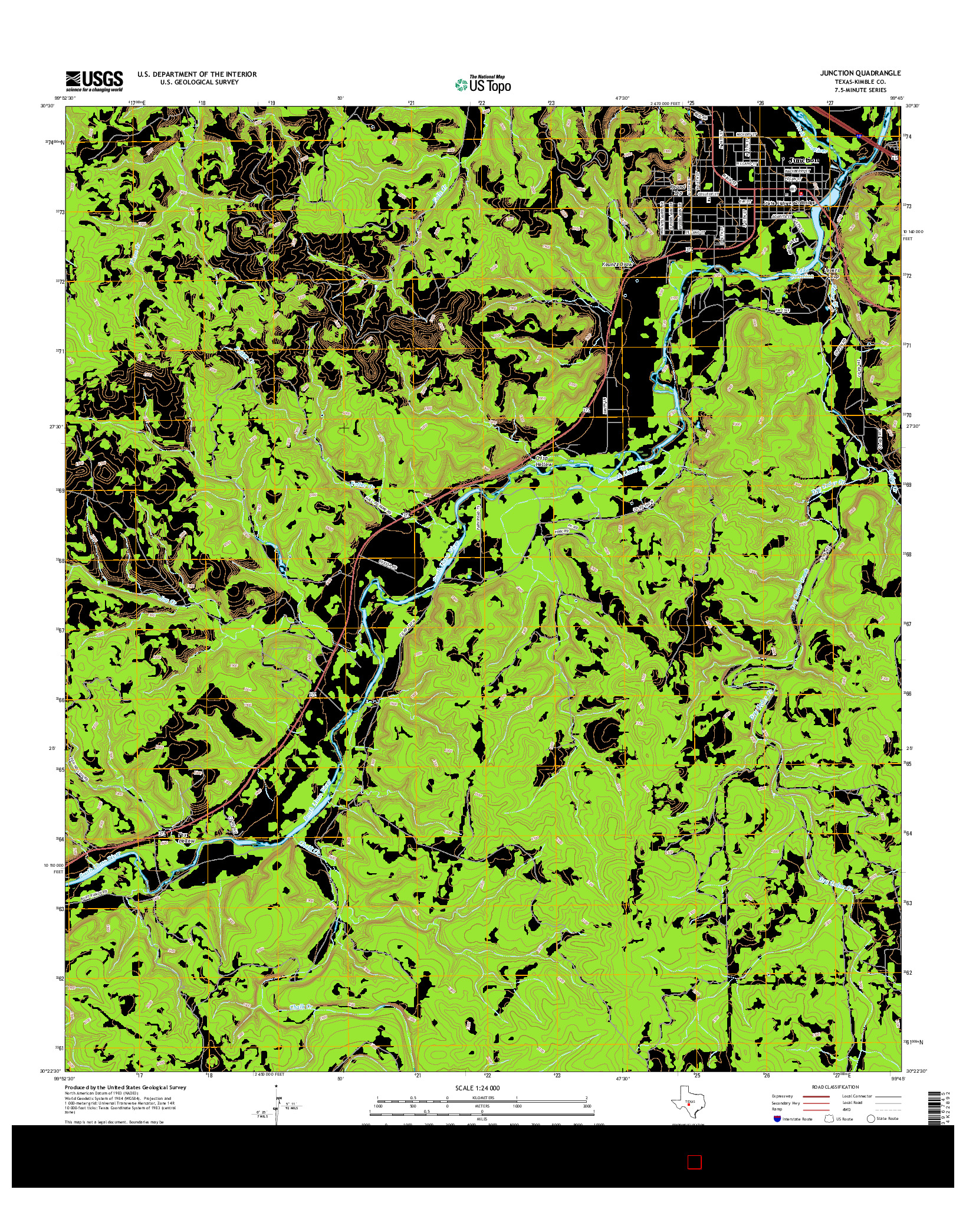USGS US TOPO 7.5-MINUTE MAP FOR JUNCTION, TX 2016