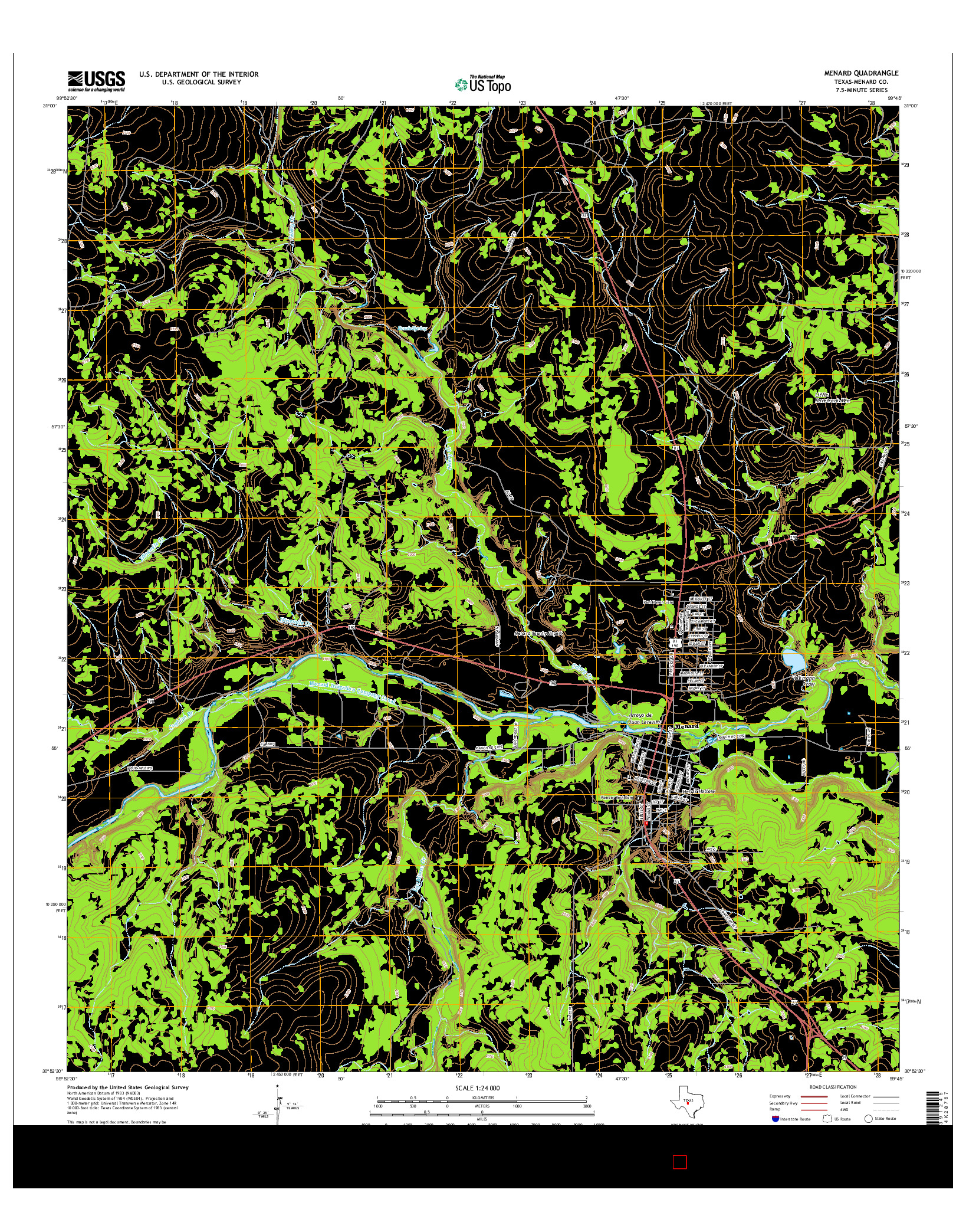 USGS US TOPO 7.5-MINUTE MAP FOR MENARD, TX 2016