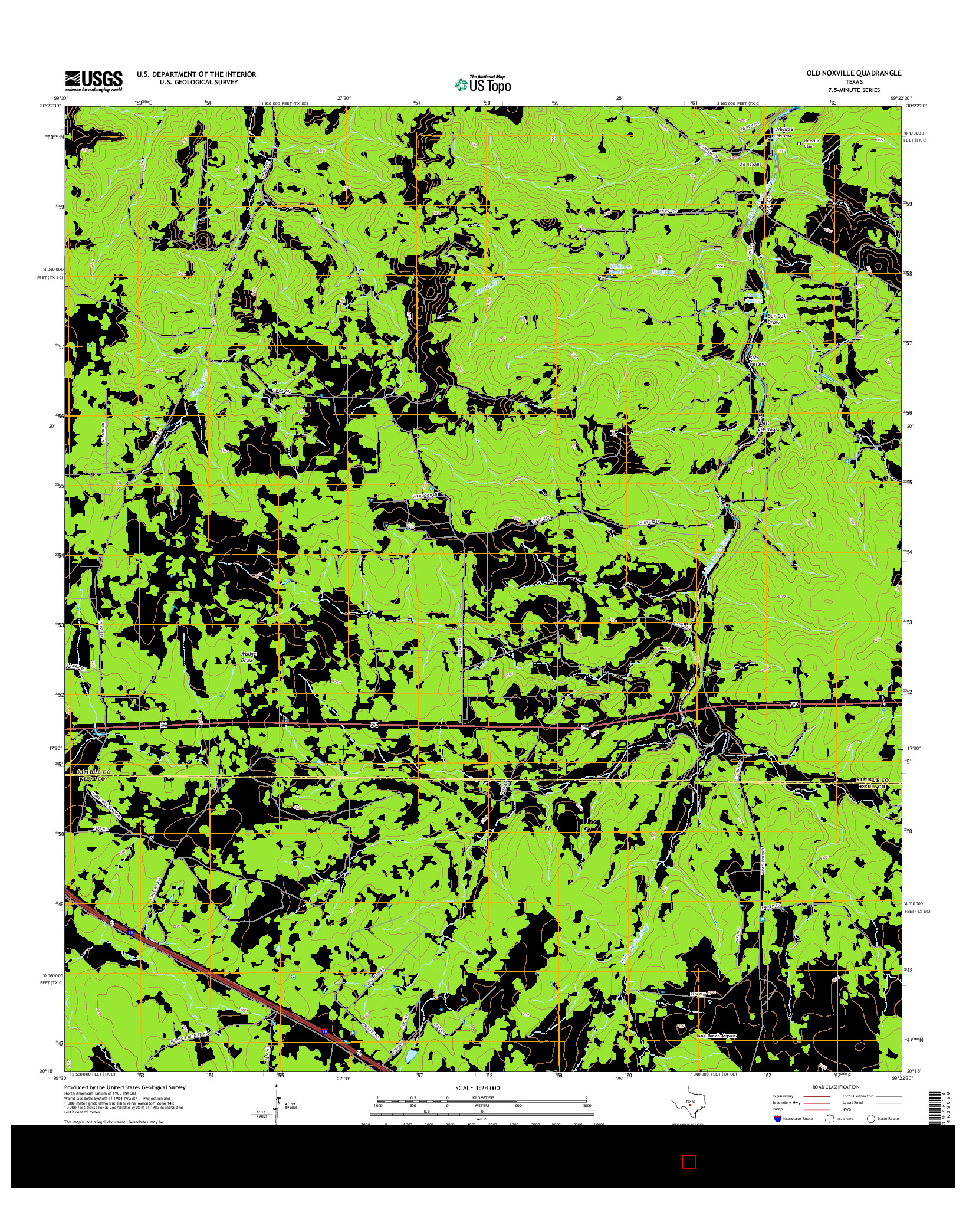 USGS US TOPO 7.5-MINUTE MAP FOR OLD NOXVILLE, TX 2016