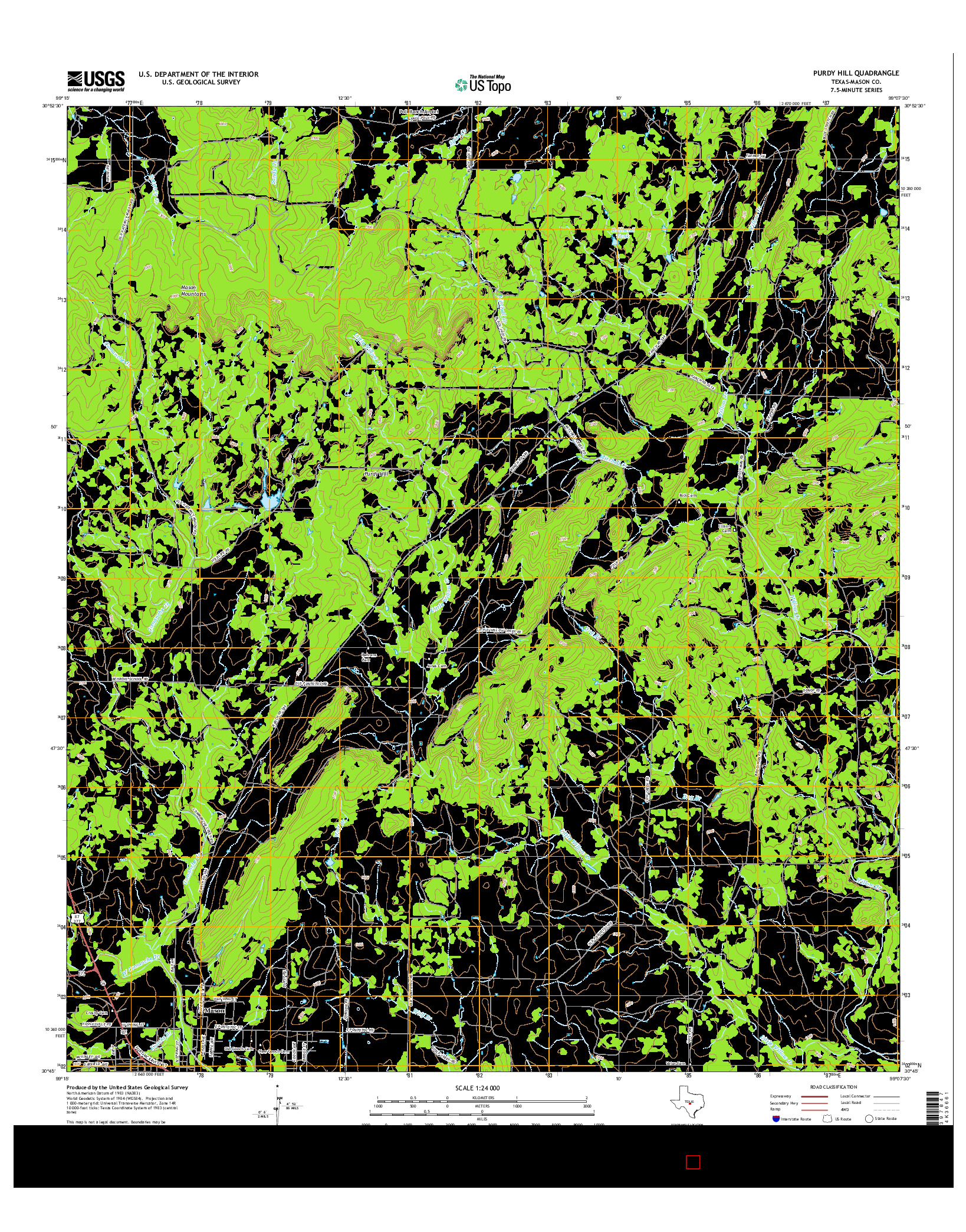 USGS US TOPO 7.5-MINUTE MAP FOR PURDY HILL, TX 2016