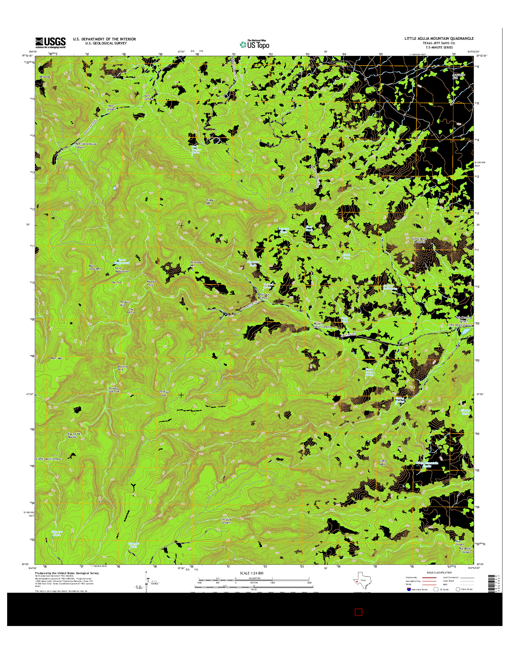 USGS US TOPO 7.5-MINUTE MAP FOR LITTLE AGUJA MOUNTAIN, TX 2016