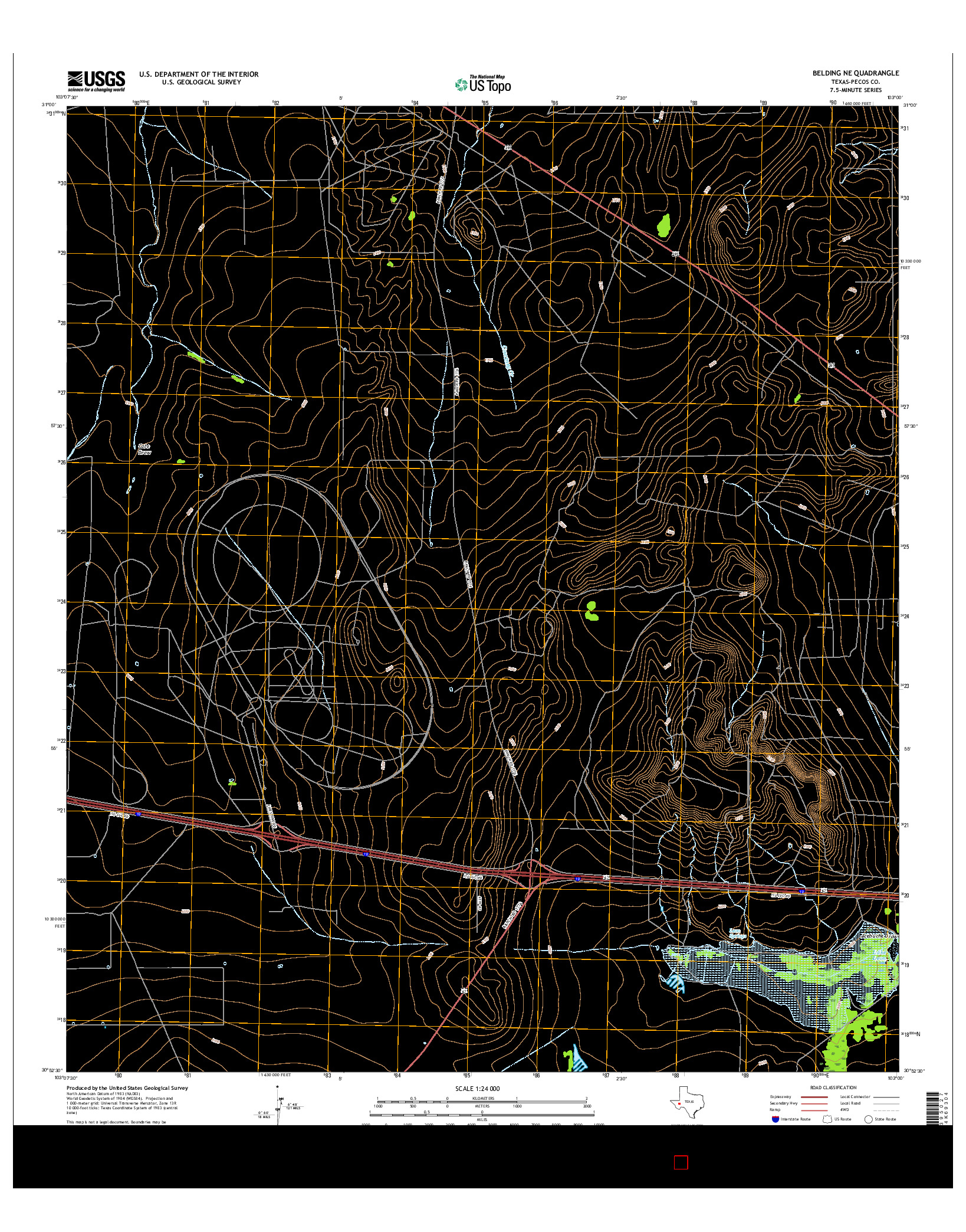 USGS US TOPO 7.5-MINUTE MAP FOR BELDING NE, TX 2016