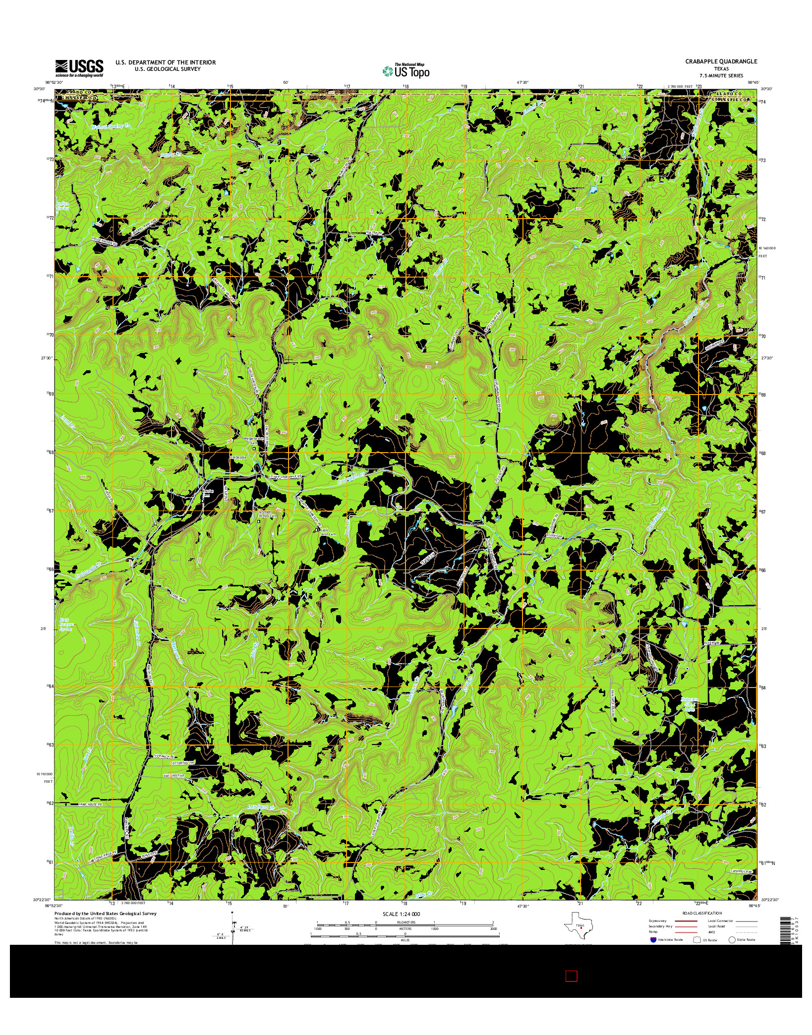 USGS US TOPO 7.5-MINUTE MAP FOR CRABAPPLE, TX 2016