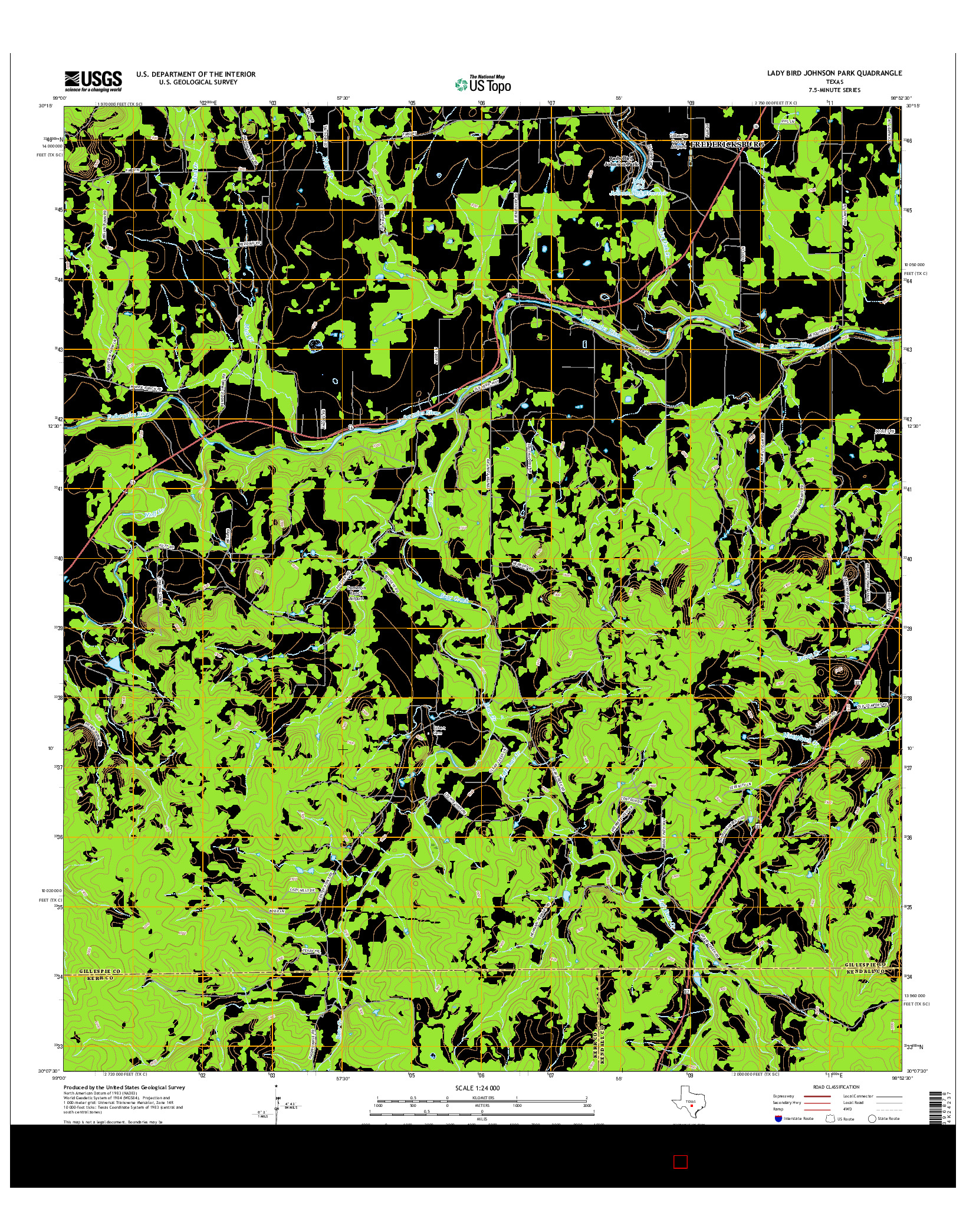 USGS US TOPO 7.5-MINUTE MAP FOR LADY BIRD JOHNSON PARK, TX 2016