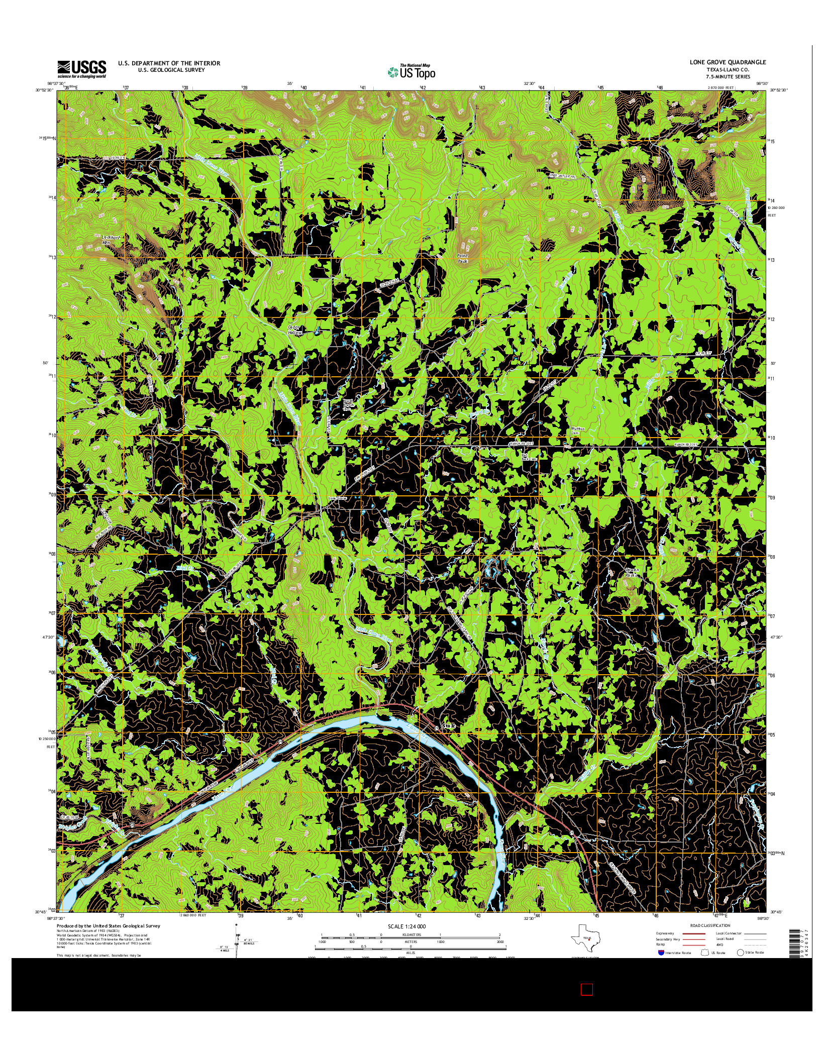 USGS US TOPO 7.5-MINUTE MAP FOR LONE GROVE, TX 2016