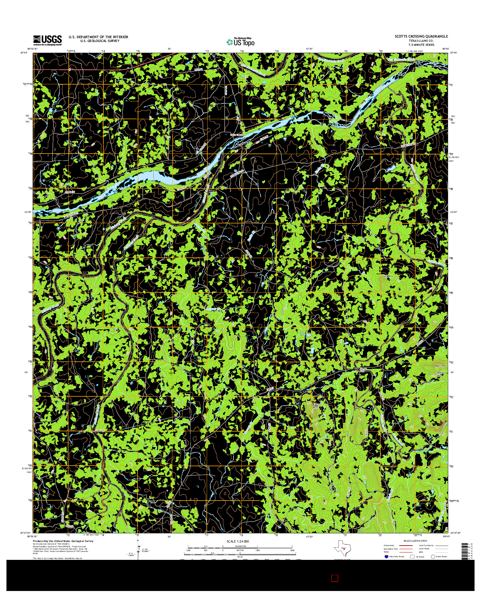 USGS US TOPO 7.5-MINUTE MAP FOR SCOTTS CROSSING, TX 2016