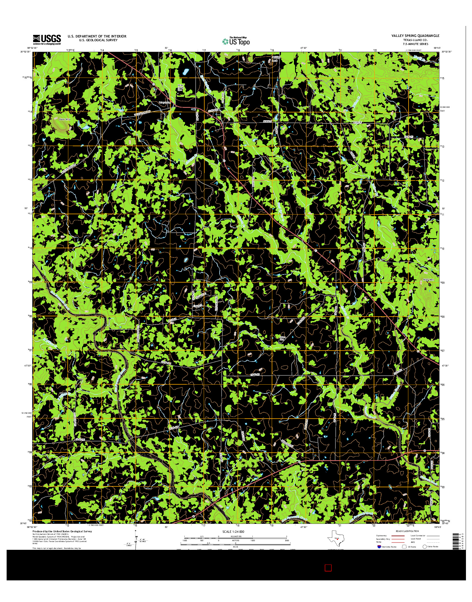 USGS US TOPO 7.5-MINUTE MAP FOR VALLEY SPRING, TX 2016