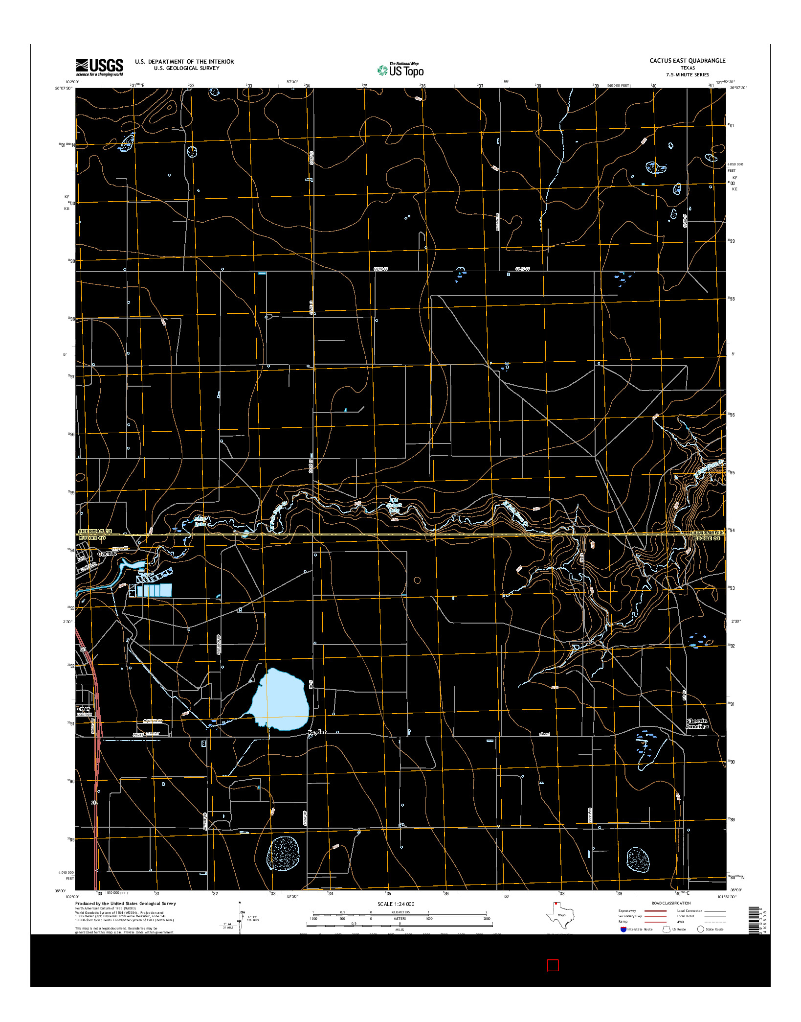 USGS US TOPO 7.5-MINUTE MAP FOR CACTUS EAST, TX 2016