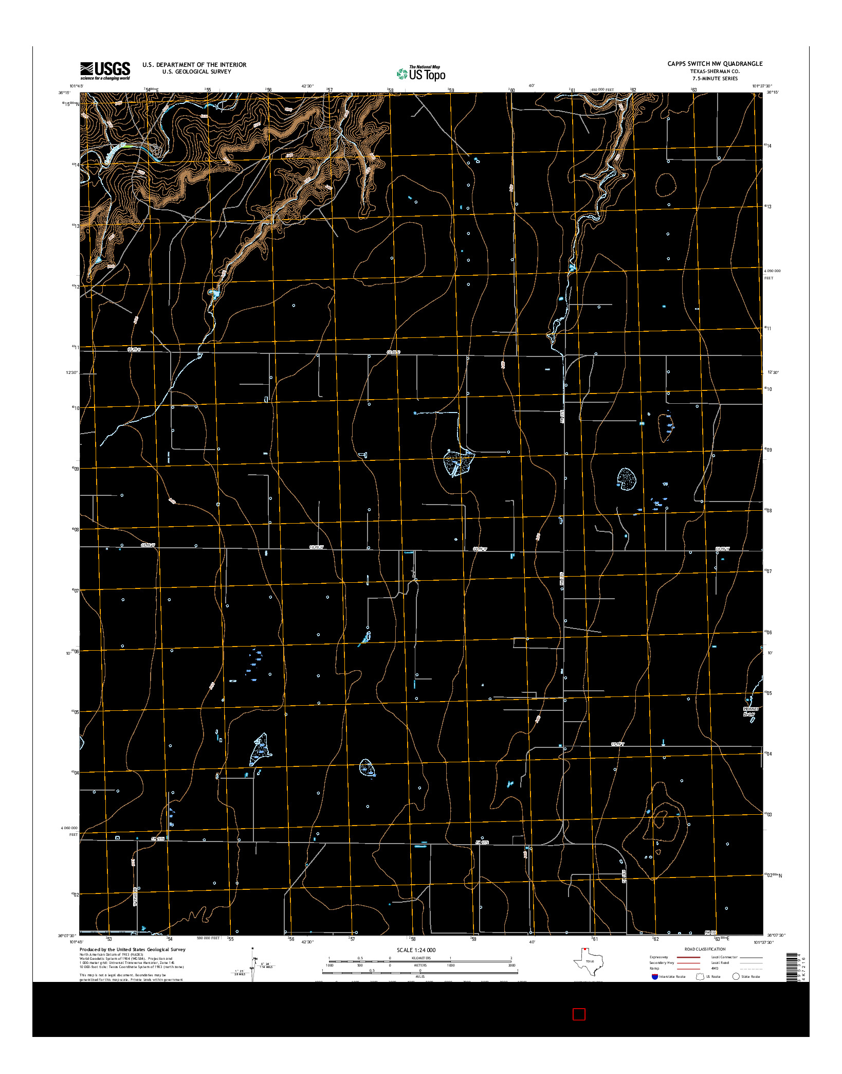 USGS US TOPO 7.5-MINUTE MAP FOR CAPPS SWITCH NW, TX 2016