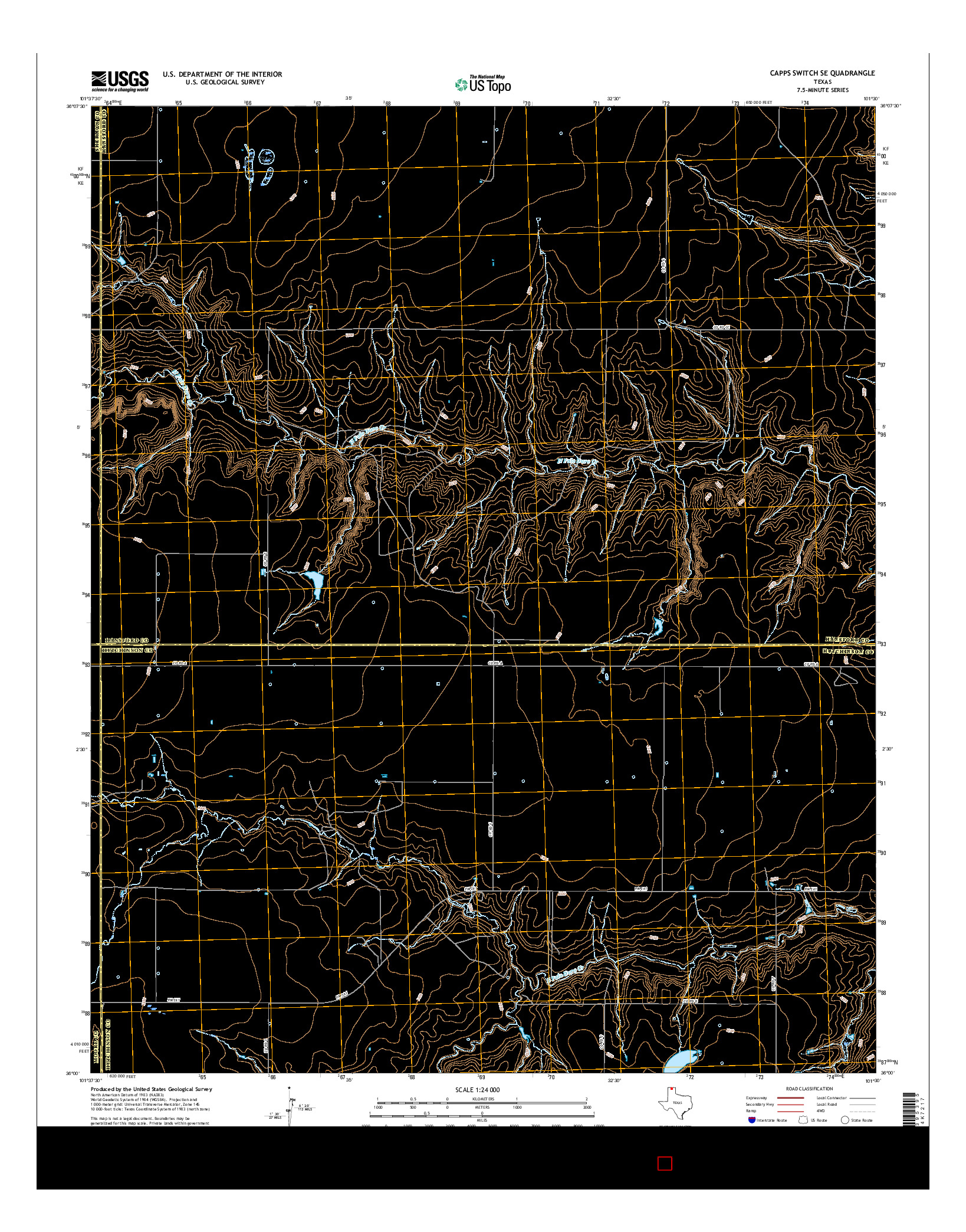 USGS US TOPO 7.5-MINUTE MAP FOR CAPPS SWITCH SE, TX 2016