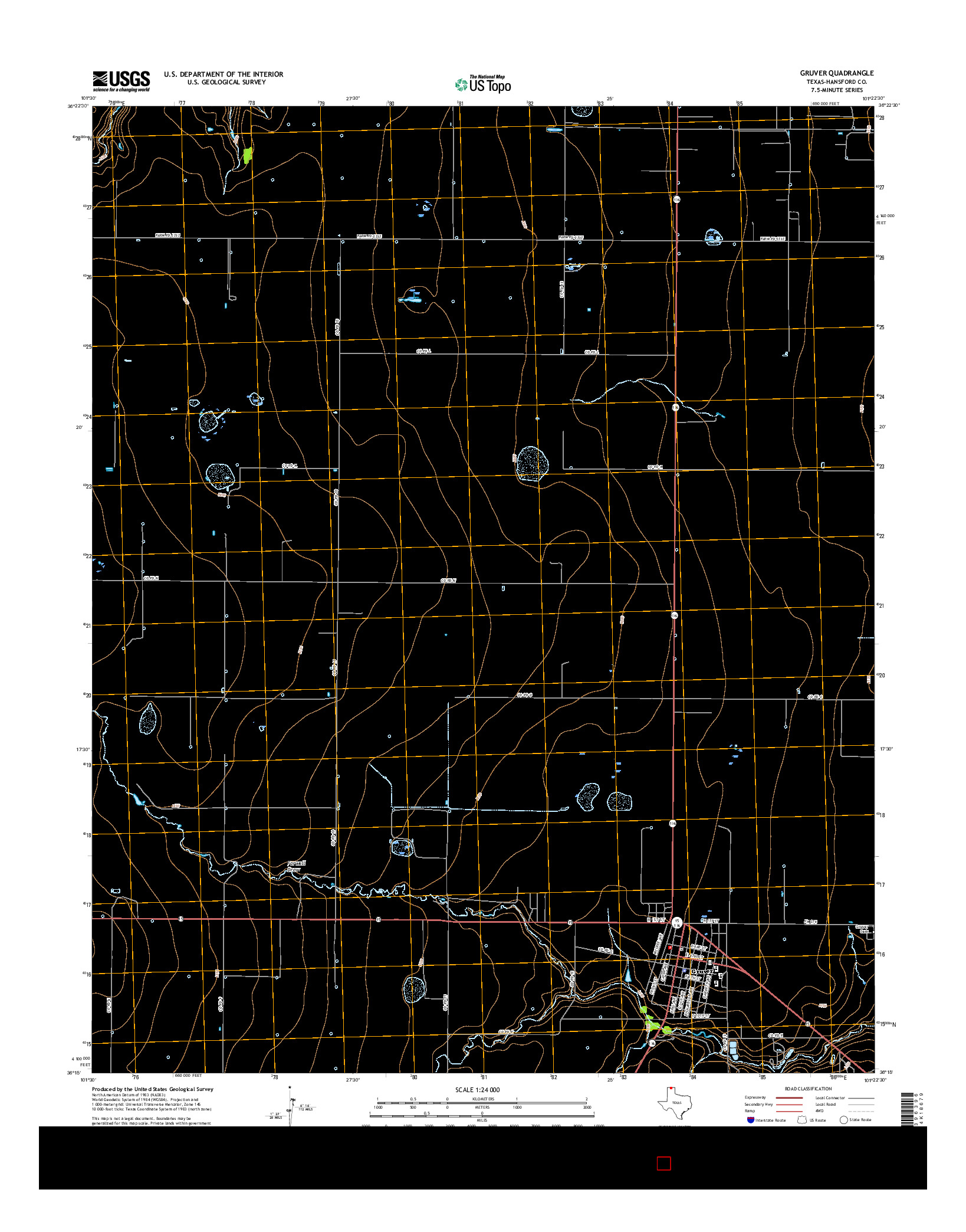 USGS US TOPO 7.5-MINUTE MAP FOR GRUVER, TX 2016